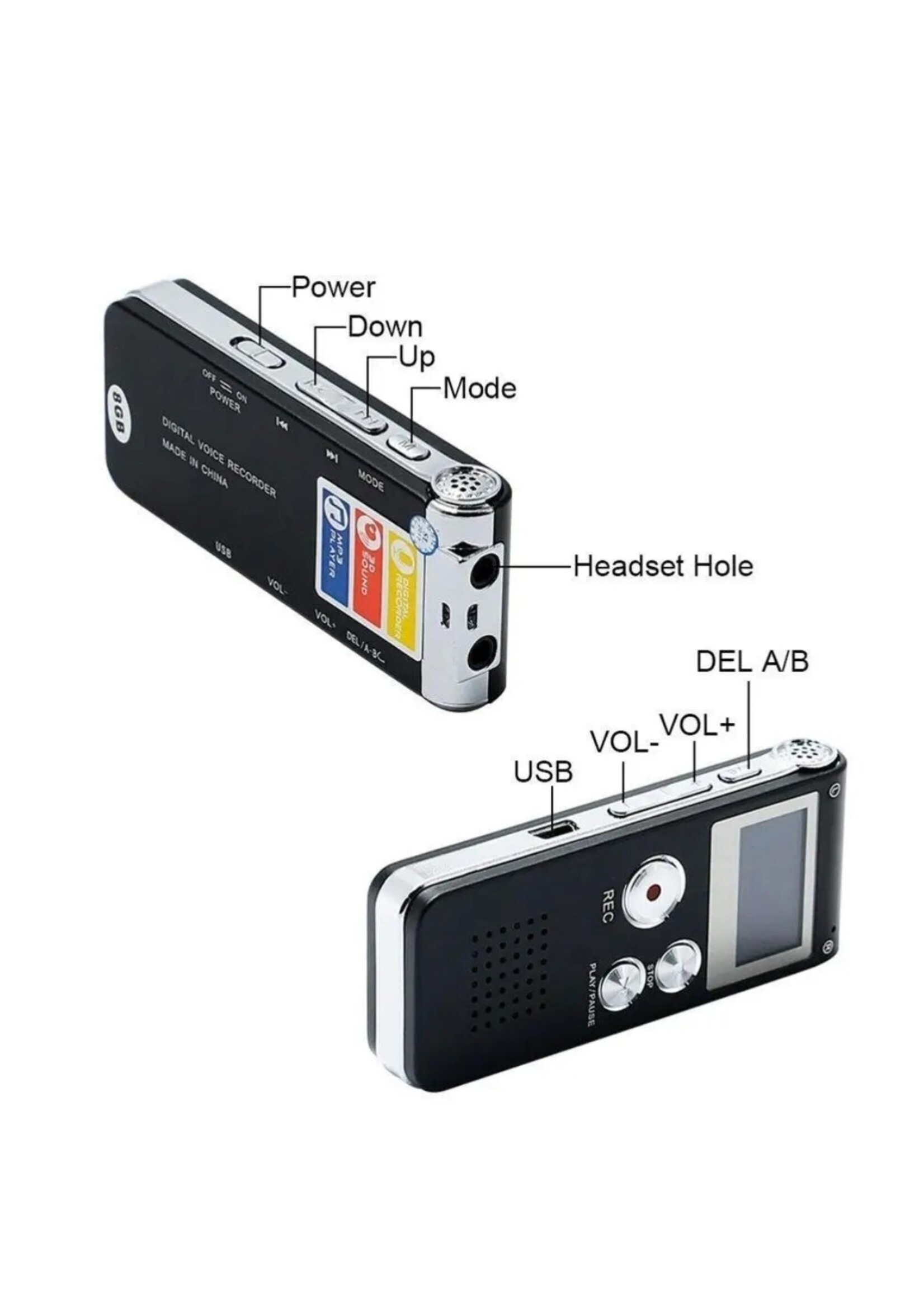 Digitale Voice Recorder Premium - Stereo Opname – 32GB - Met MP3 Speler functie