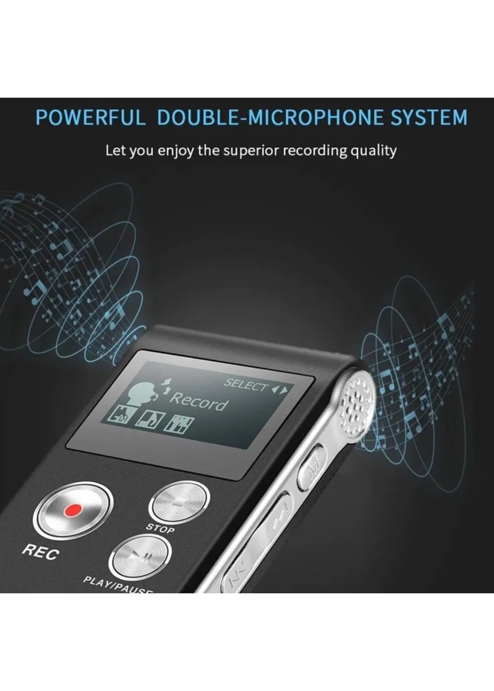 Digitale Voice Recorder Premium - Stereo Opname – 32GB - Met MP3 Speler functie