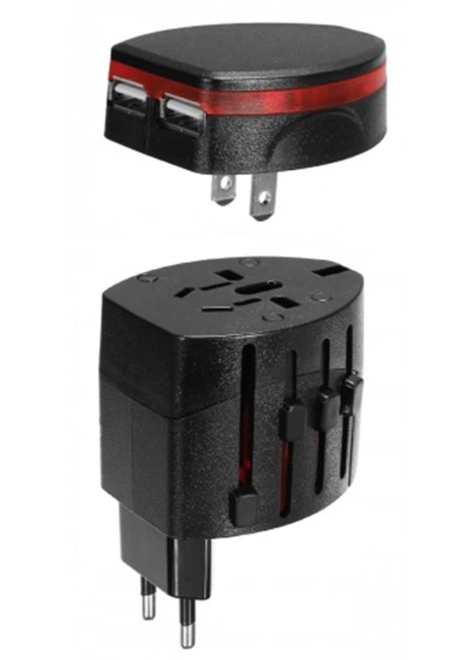 Universele wereldreis adapterstekker Alles-in-één voedingsadapter en dubbele USB-oplader – 150 landen