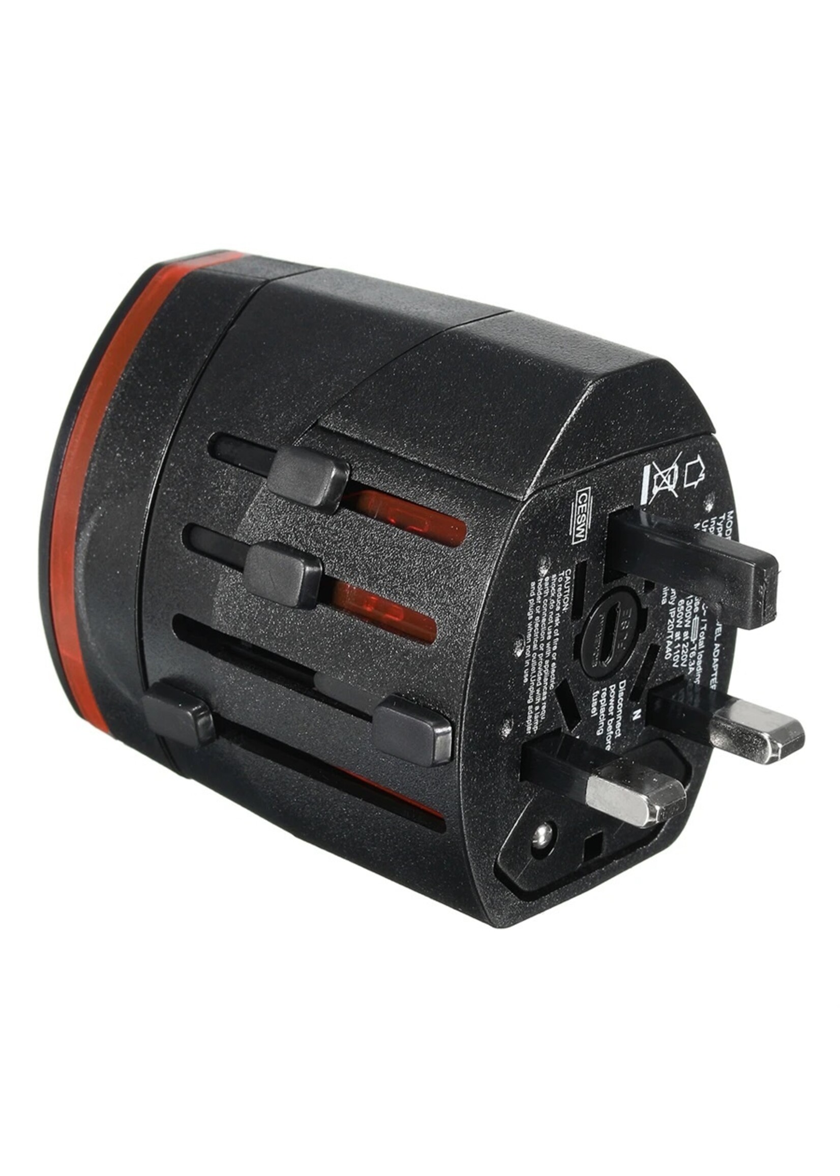 Universele wereldreis adapterstekker Alles-in-één voedingsadapter en dubbele USB-oplader – 150 landen