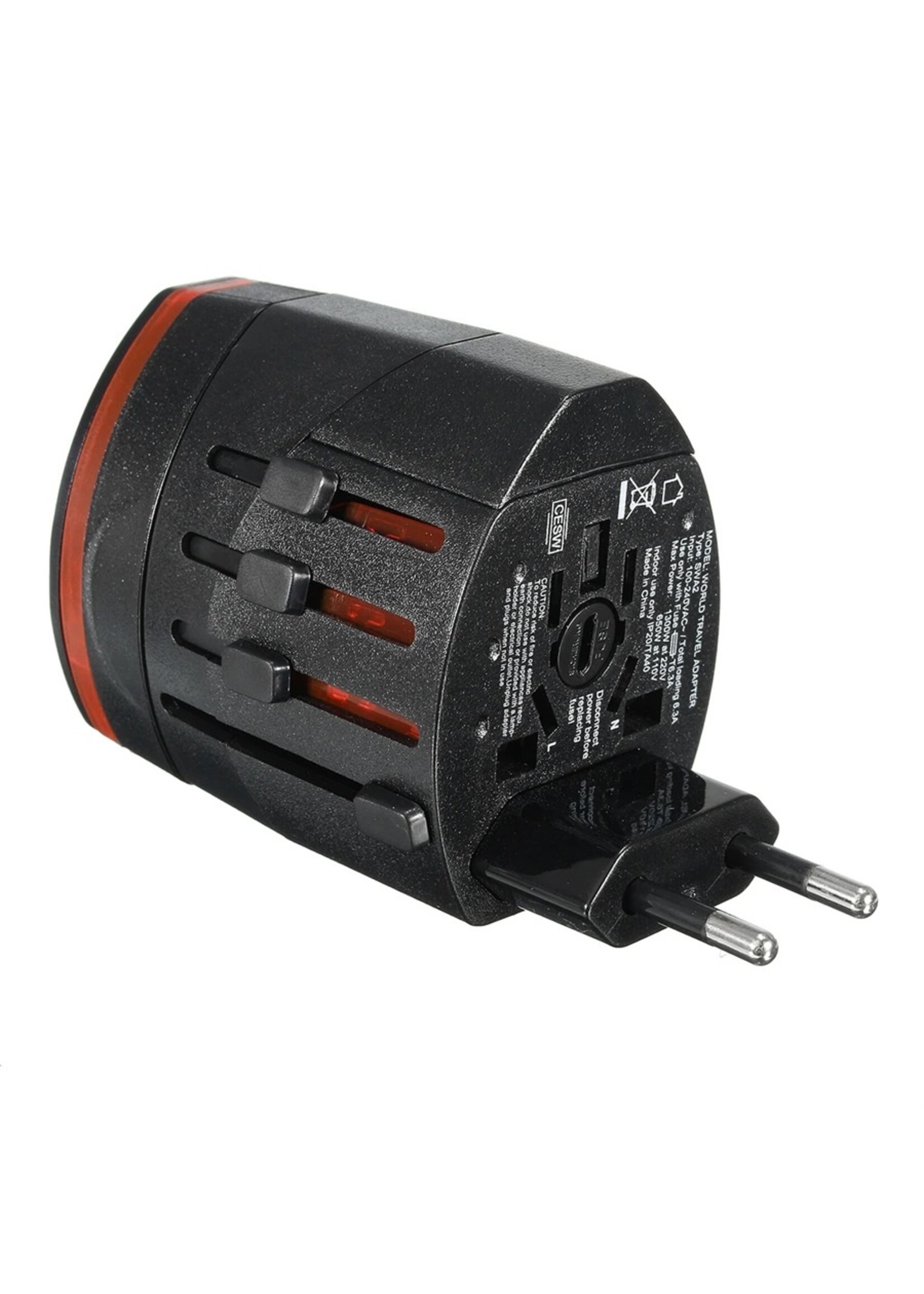 Universele wereldreis adapterstekker Alles-in-één voedingsadapter en dubbele USB-oplader – 150 landen