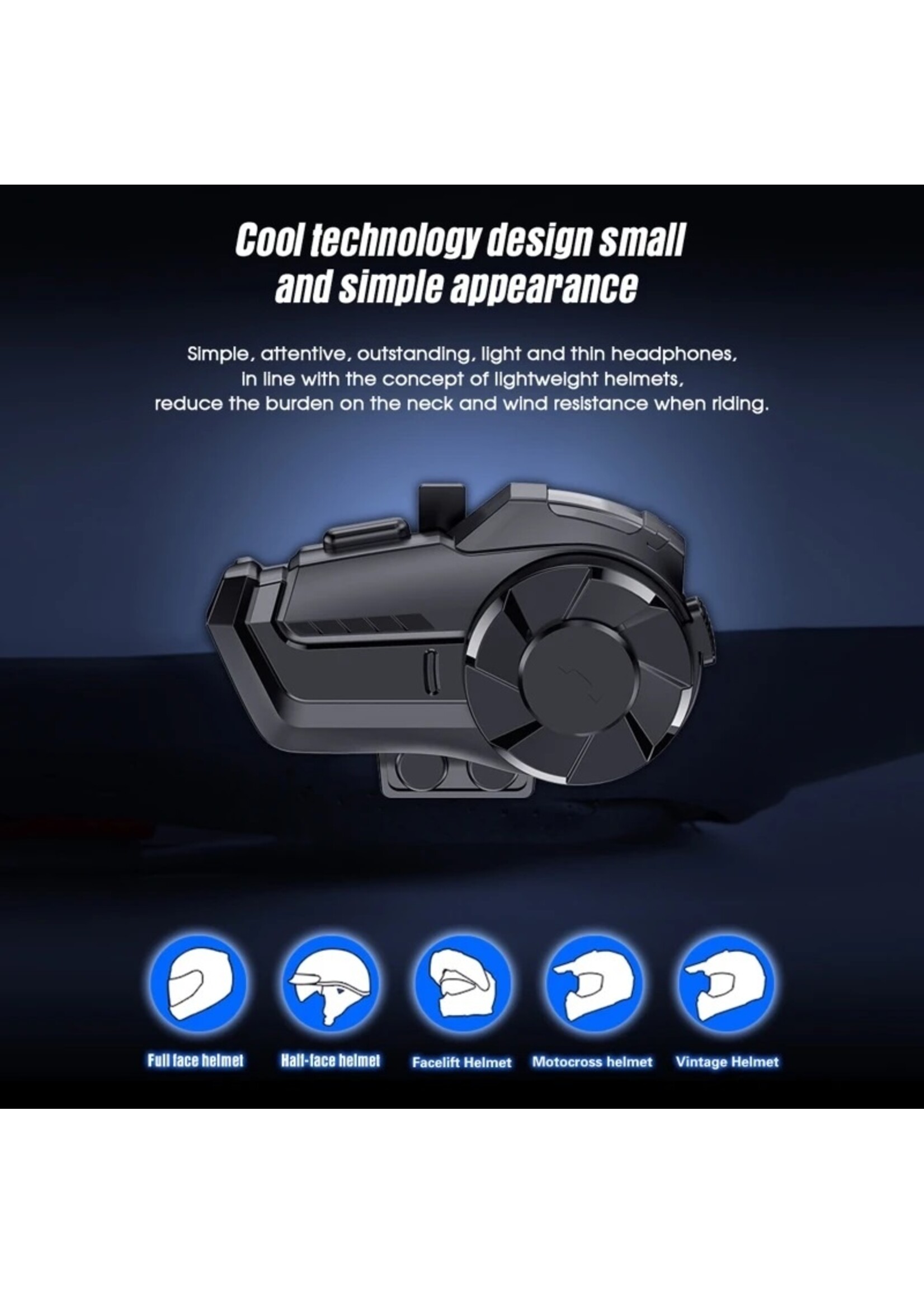 HY-1001 Motor Bluetooth Helm Intercom Headset met 800M BT 5.0 Interphone voor 2 Rijders Waterdichte Intercommunicator