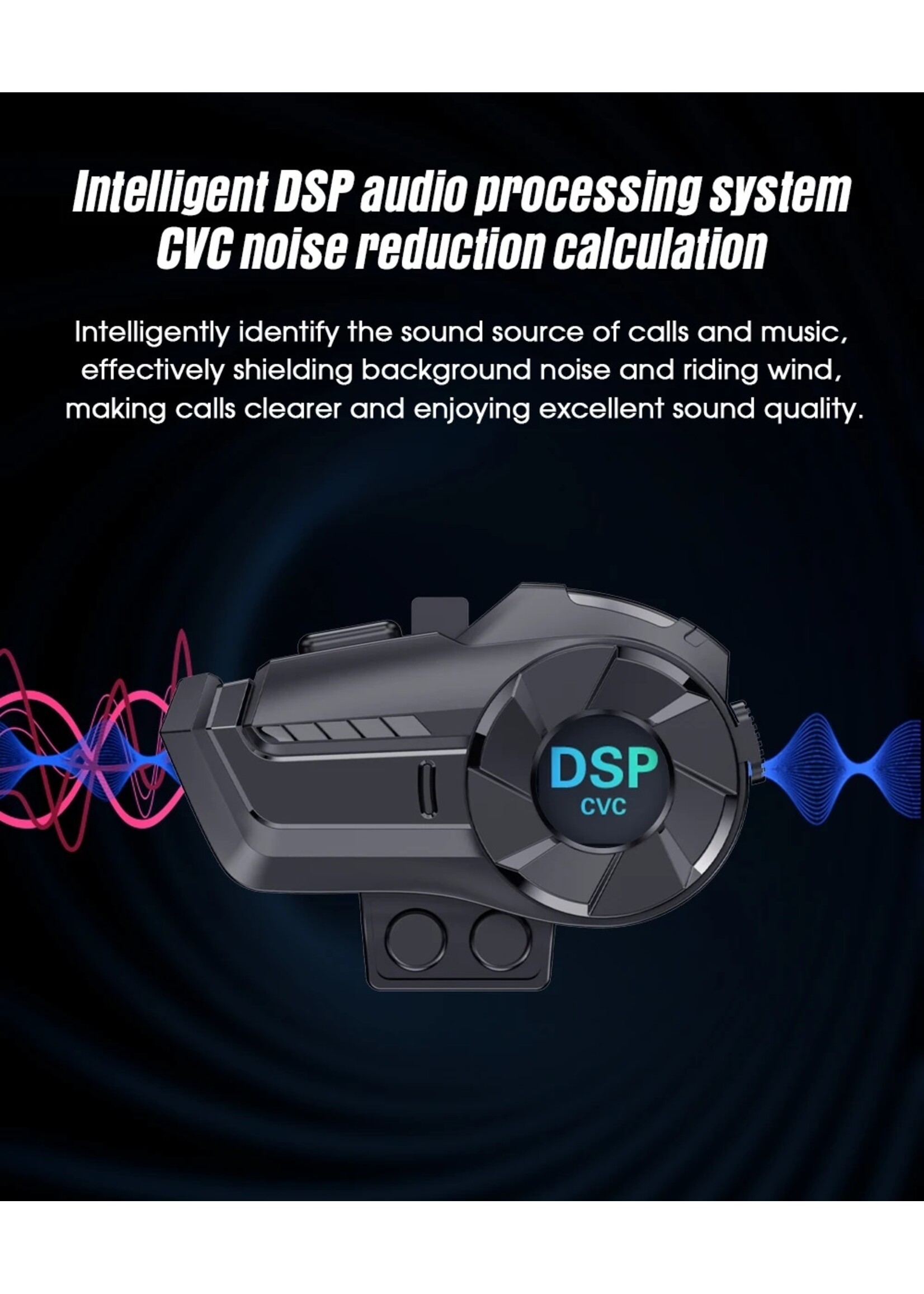 HY-1001 Motor Bluetooth Helm Intercom Headset met 800M BT 5.0 Interphone voor 2 Rijders Waterdichte Intercommunicator