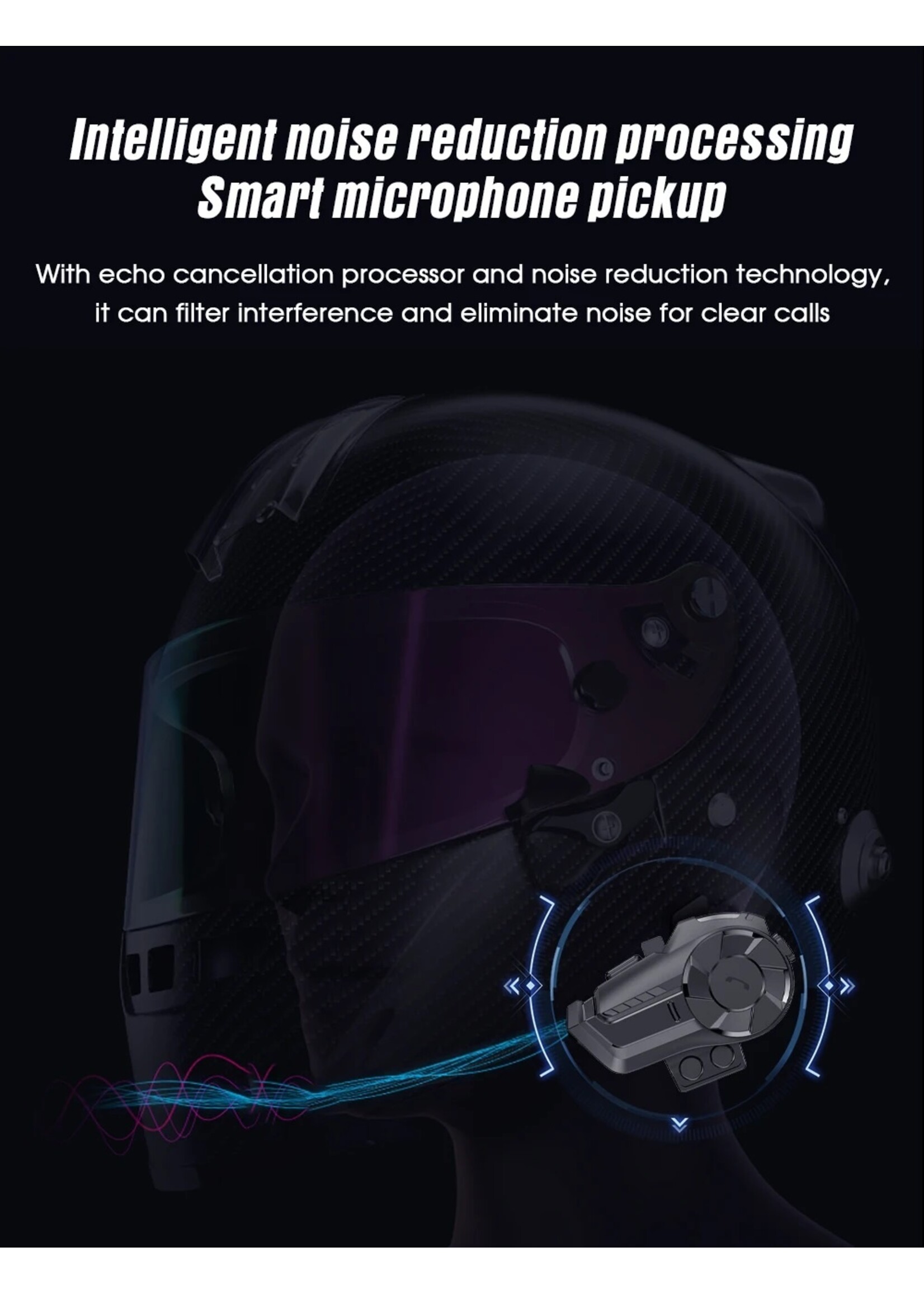 HY-1001 Motor Bluetooth Helm Intercom Headset met 800M BT 5.0 Interphone voor 2 Rijders Waterdichte Intercommunicator