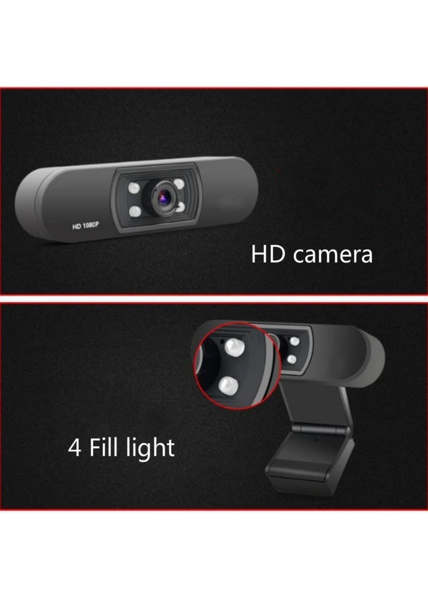 USB webcam H800 HD 1080P camera LED-licht nachtzicht autofocus Ingebouwde digitale microfoon Drive-free met basis