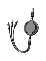 Zwarte Intrekbare oplaadkabel 3 in 1 USB