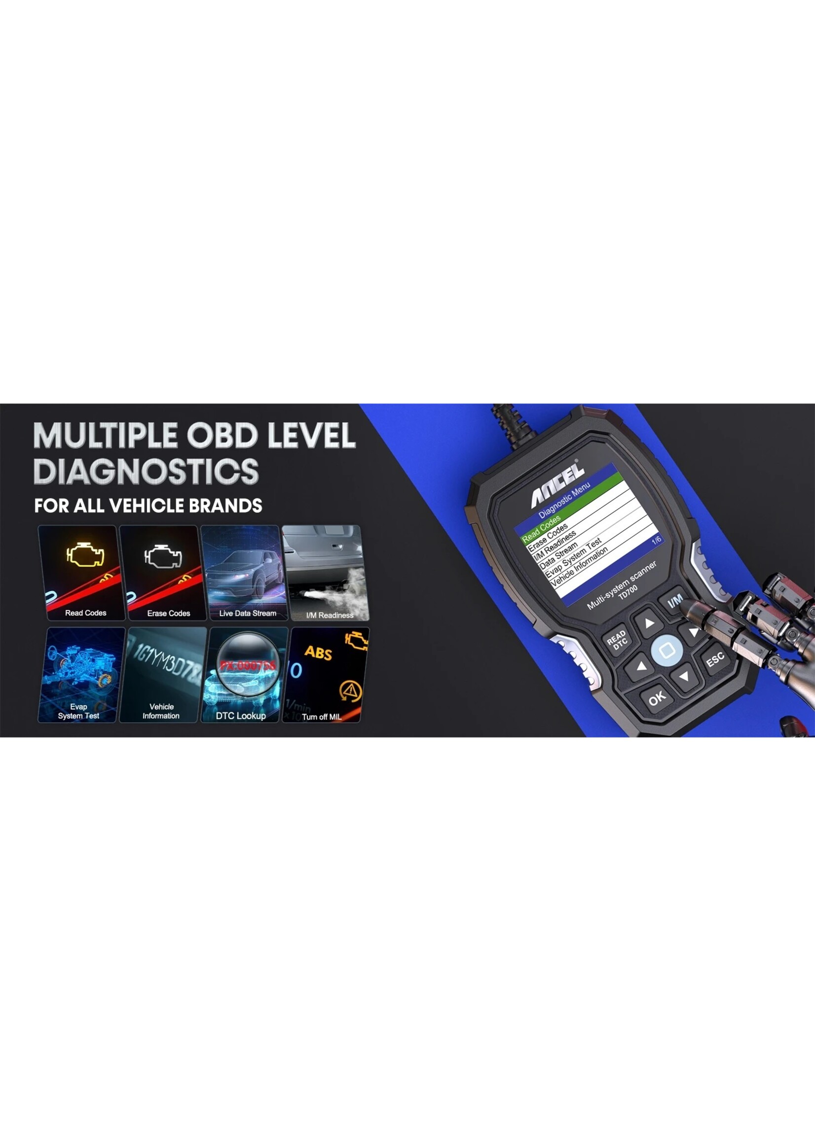 Ancel ANCEL TD700 OBD2 0Scanner voor Toyota, Lexus en Scion. Alle Systeem Transmissie TPMS Opnieuw leren ABS Motor Auto Diagnostische Scan Tool