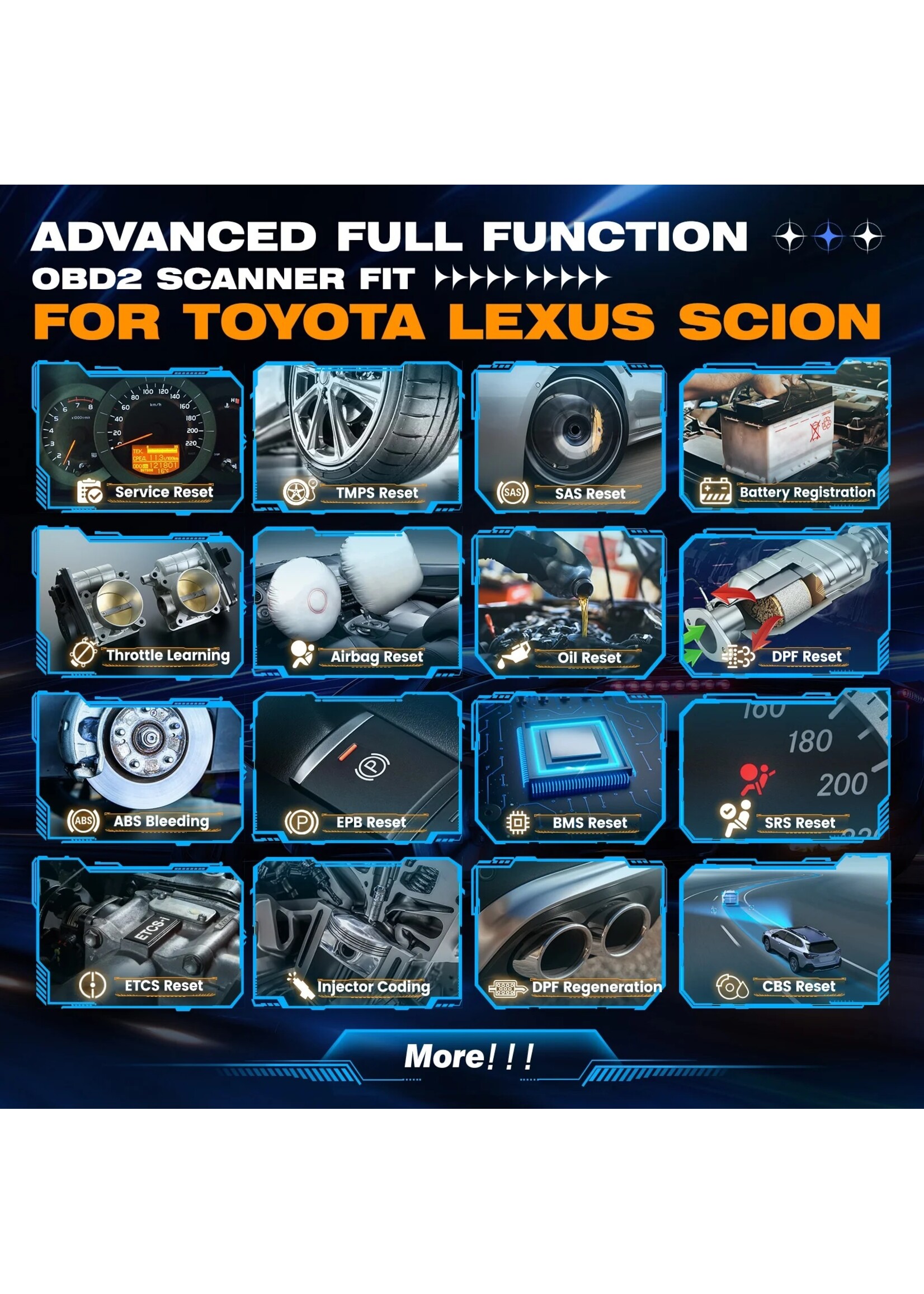 Autophix AUTOPHIX 7360 voor Toyota.  OBD2 Scanner Alle Systeem Scan Automotive Code Reader ABS EPB SRS OLIE BAT Reset Diagnostische tool