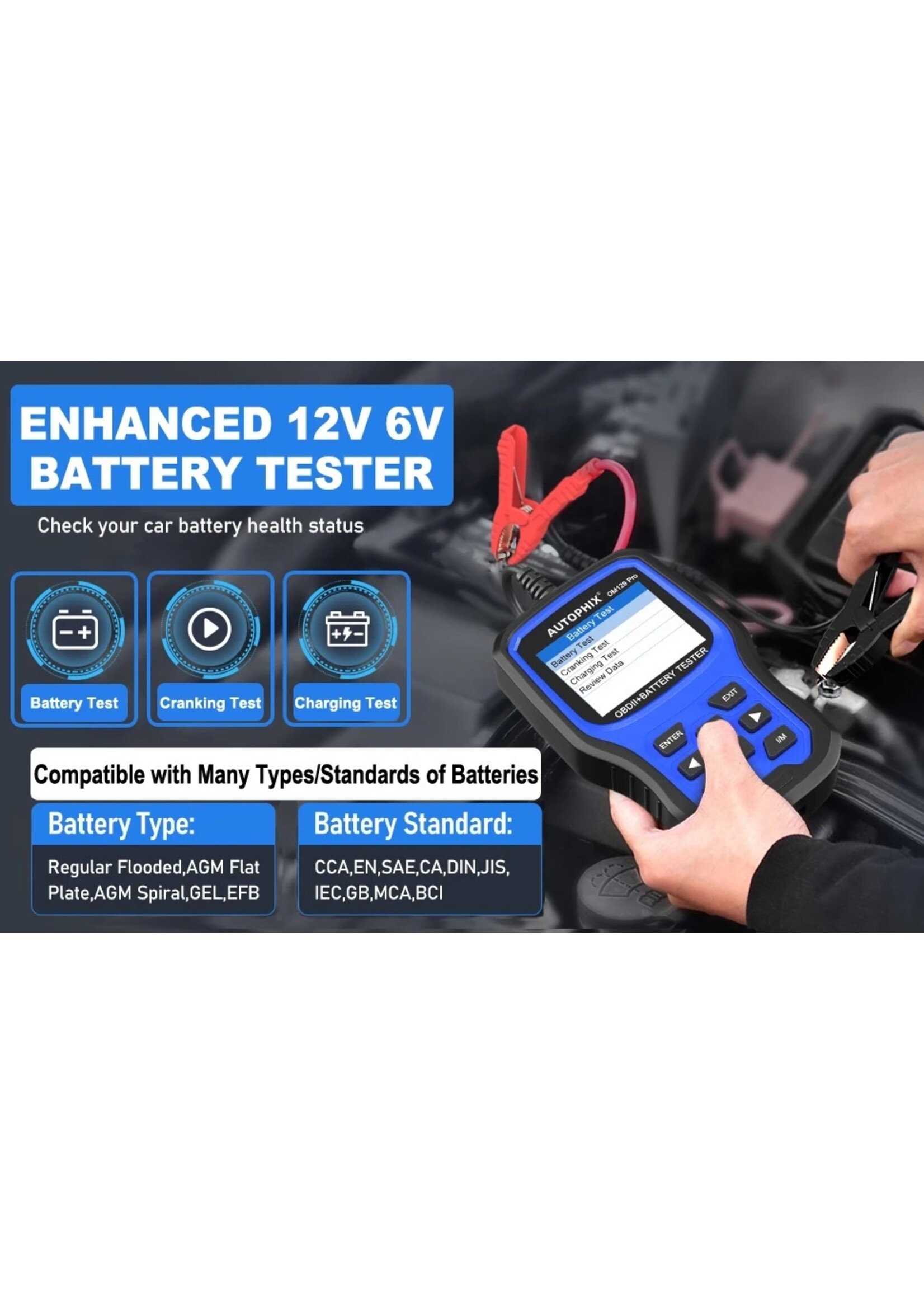 Autophix AUTOPHIX OM129 Pro 2 In1 OBD2 Scanner Batterij Tester