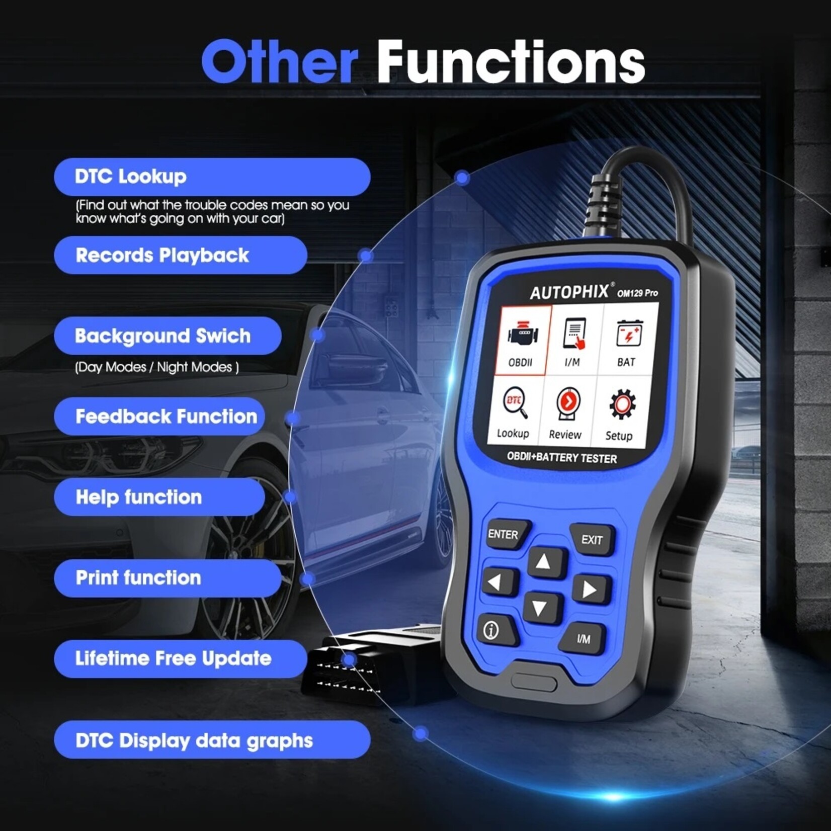 Autophix AUTOPHIX OM129 Pro 2 In1 OBD2 Scanner Batterij Tester