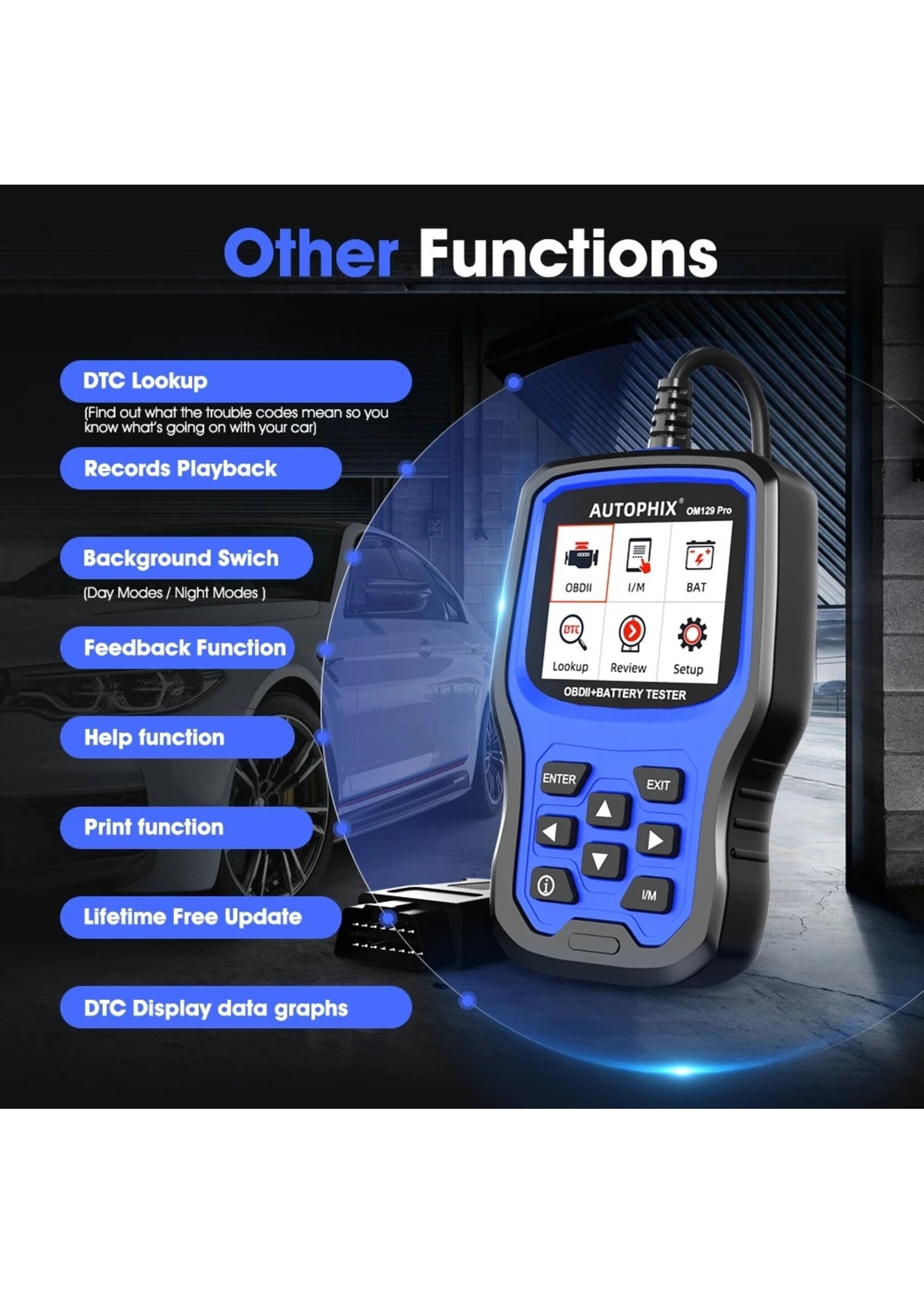 Autophix AUTOPHIX OM129 Pro 2 In1 OBD2 Scanner Batterij Tester