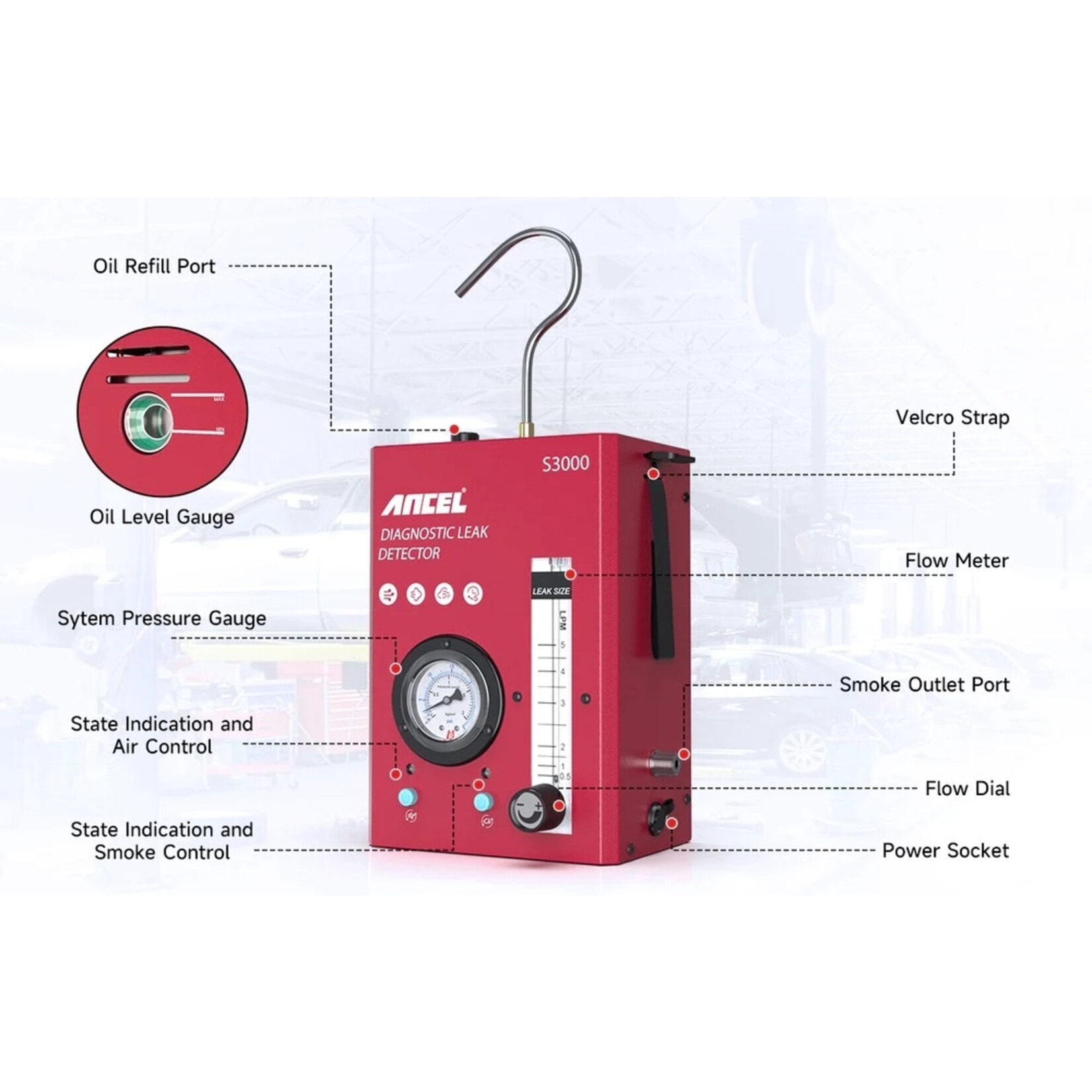 Ancel ANCEL S3000 Auto Rooklekdetector EVAP Automotive Pijp Lekkage Analyzer Diagnostische Tool manometer ingebouwde luchtpomp