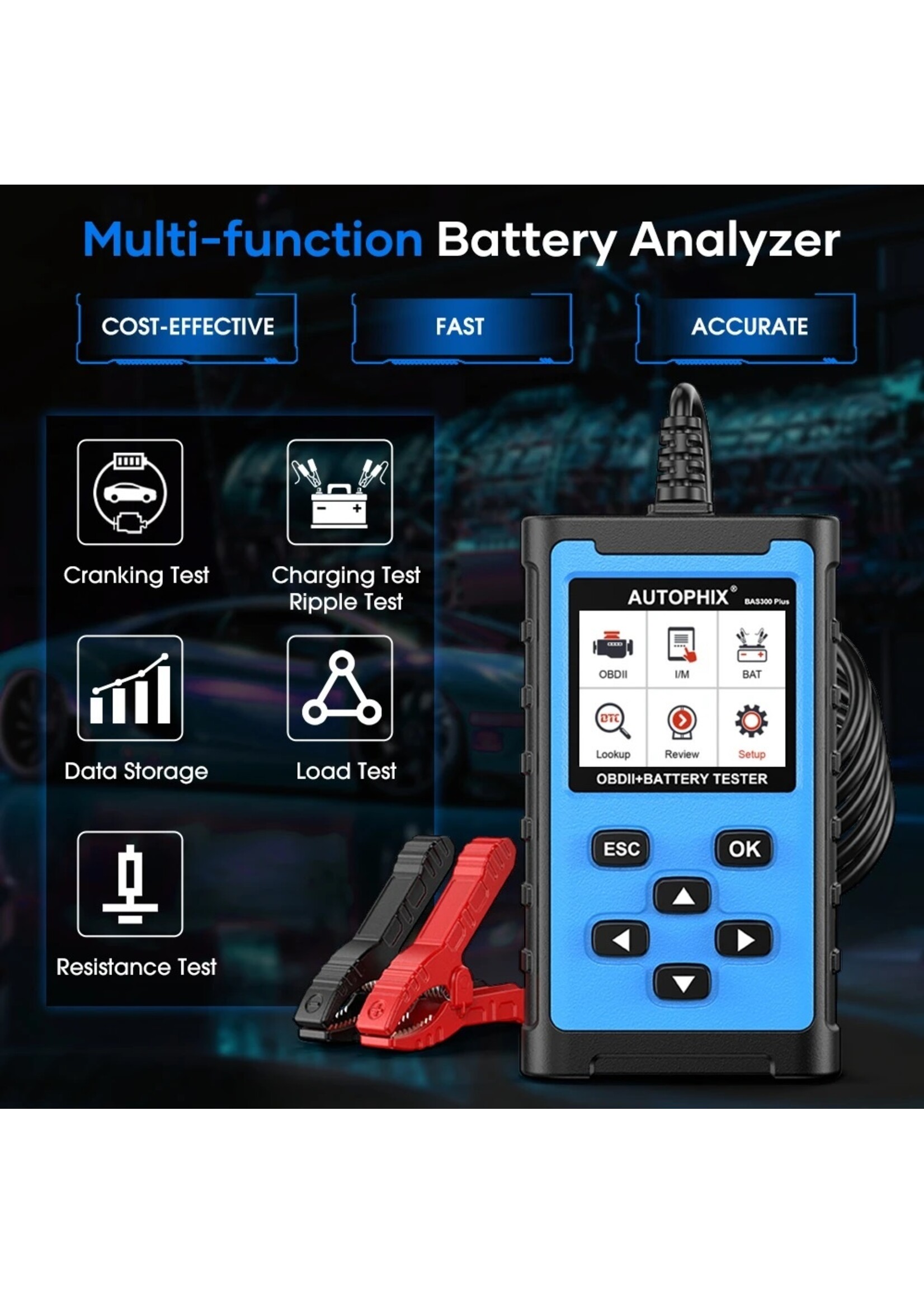 Autophix AUTOPHIX BAS300 Plus 6V/12V/24V batterijtester en OBD2-scanner