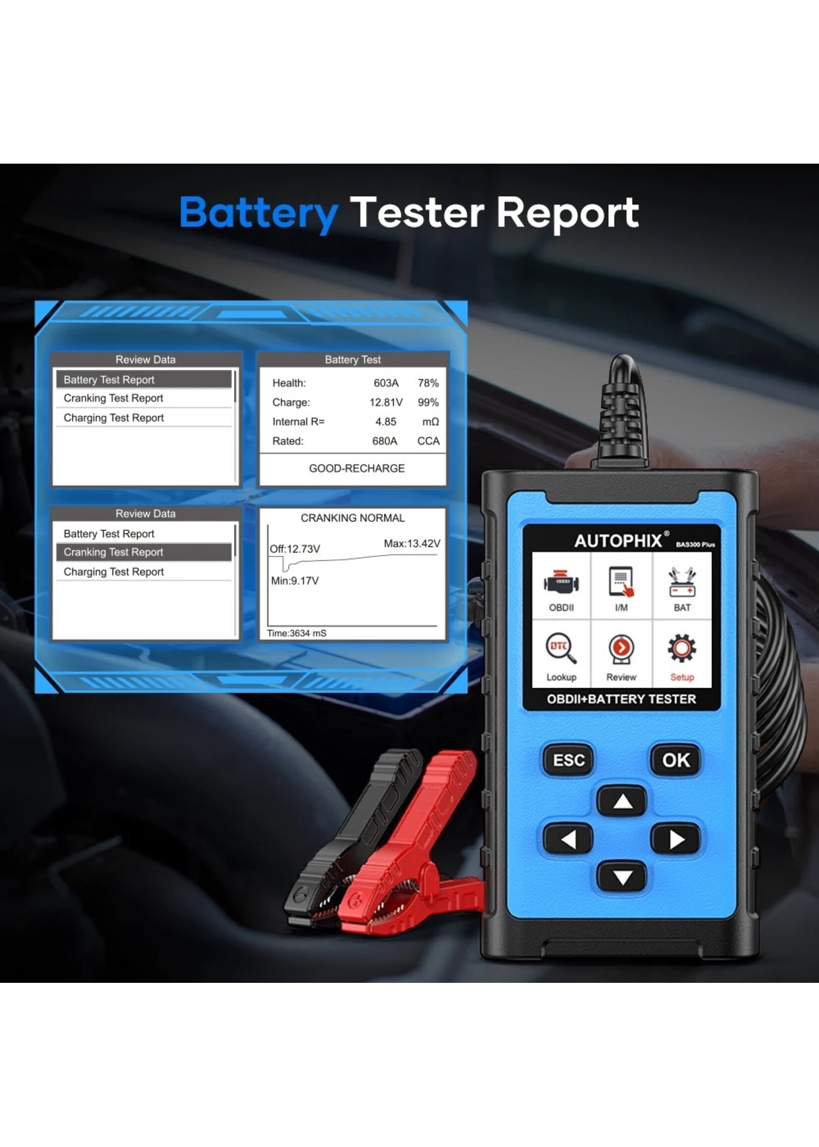 Autophix AUTOPHIX BAS300 Plus 6V/12V/24V batterijtester en OBD2-scanner