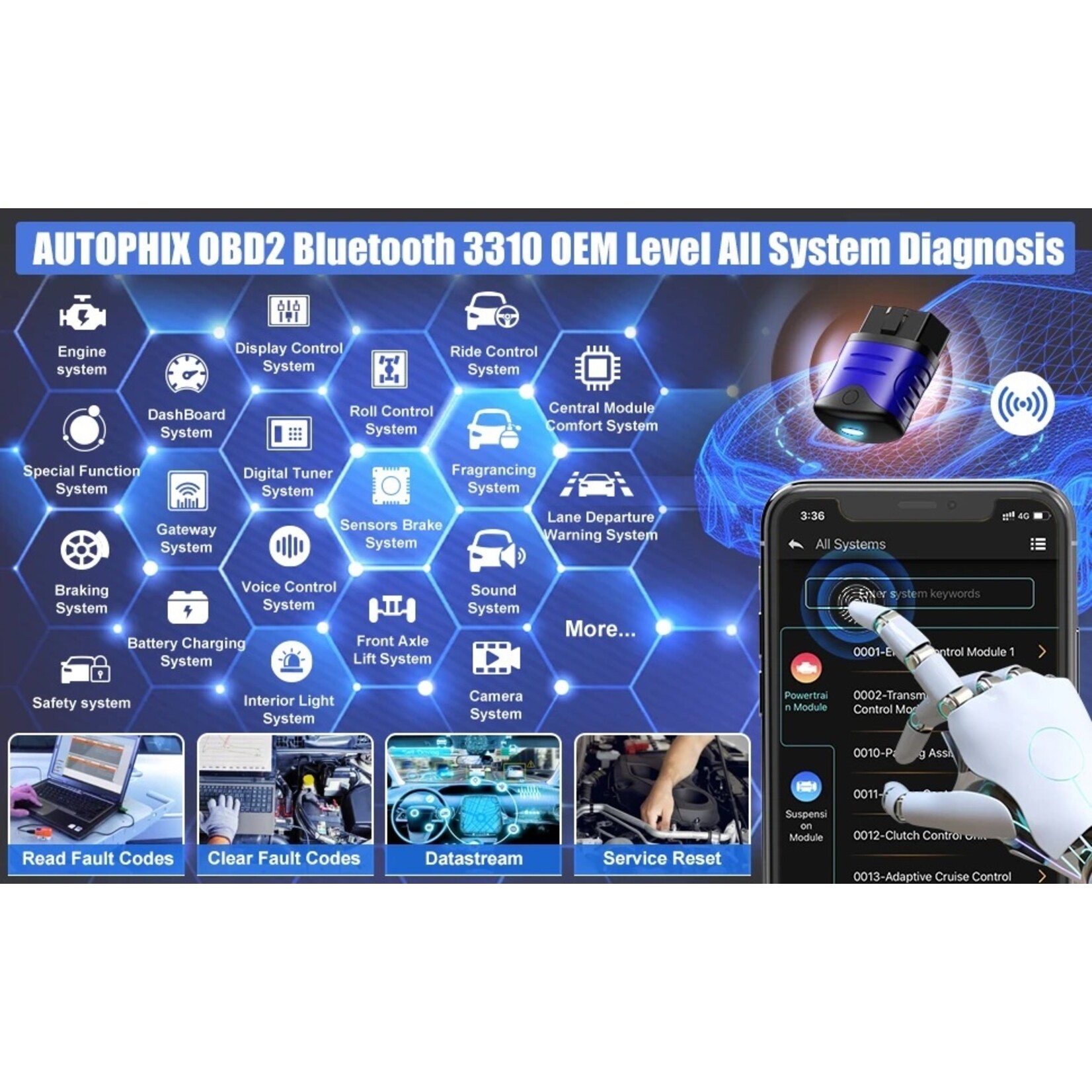 Autophix AUTOPHIX 3310 Bluetooth OBD2-scanner voor VW/Audi/Skoda/SEAT