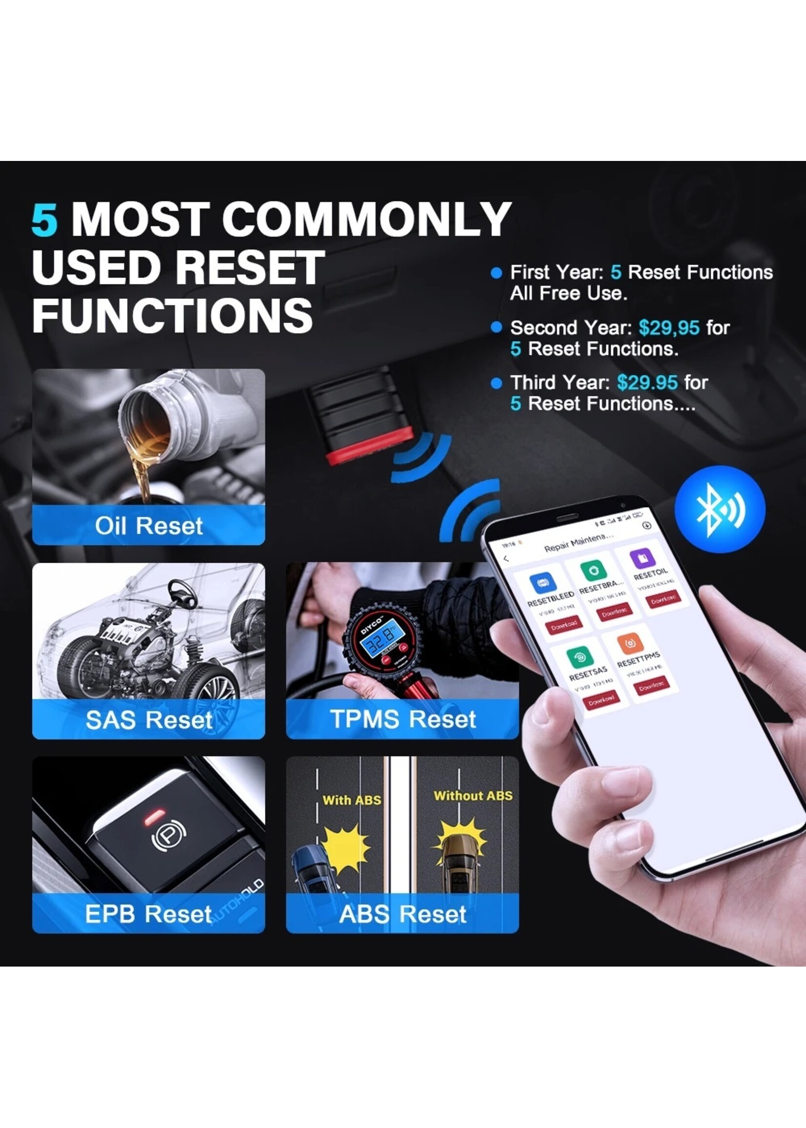 THINKCAR Thinkcar Thinksafe OBD2 Bluetooth Scanner – Volledige Systeemdiagnose en 5 Resetfuncties