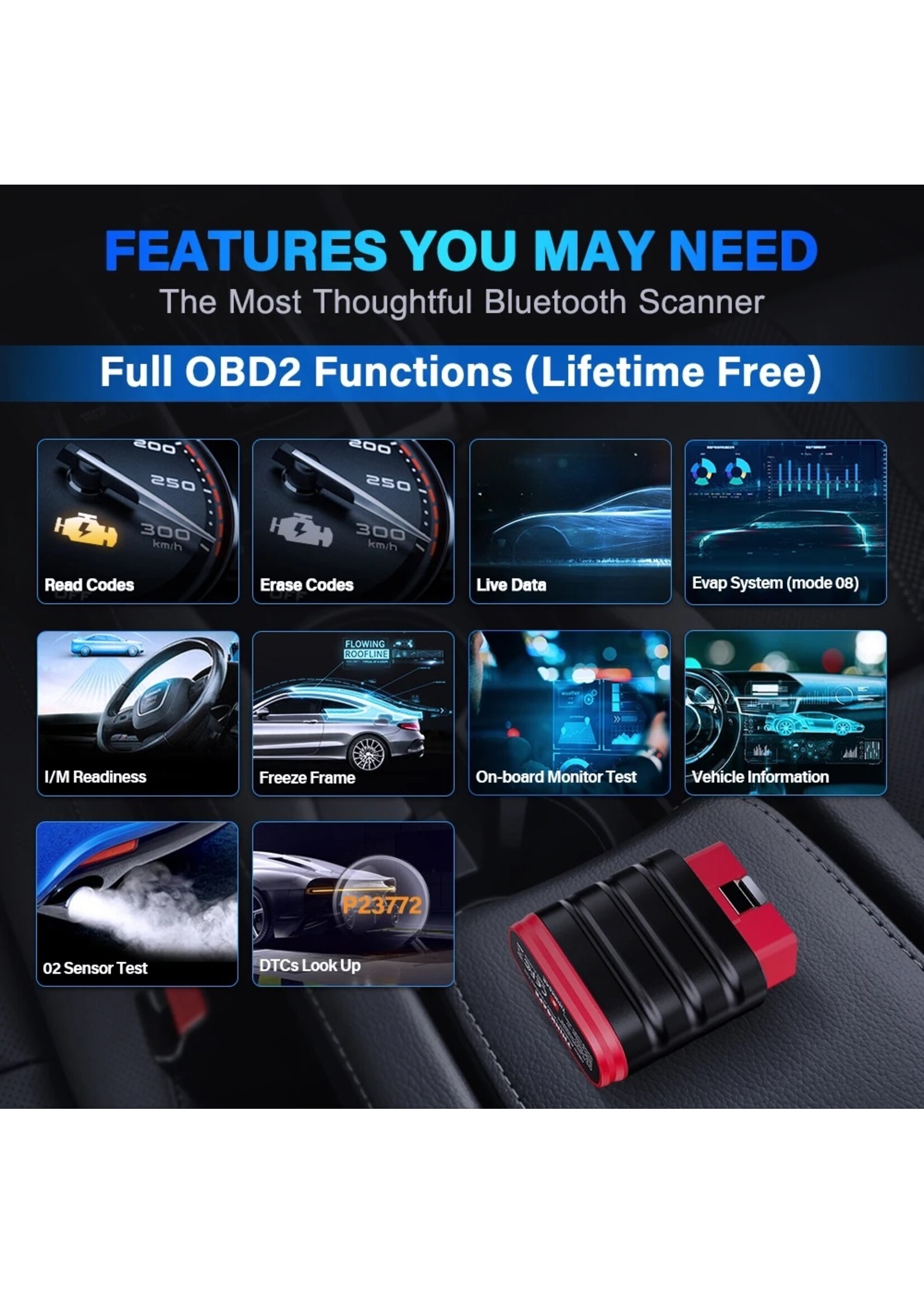 THINKCAR Thinkcar Thinksafe OBD2 Bluetooth Scanner – Volledige Systeemdiagnose en 5 Resetfuncties