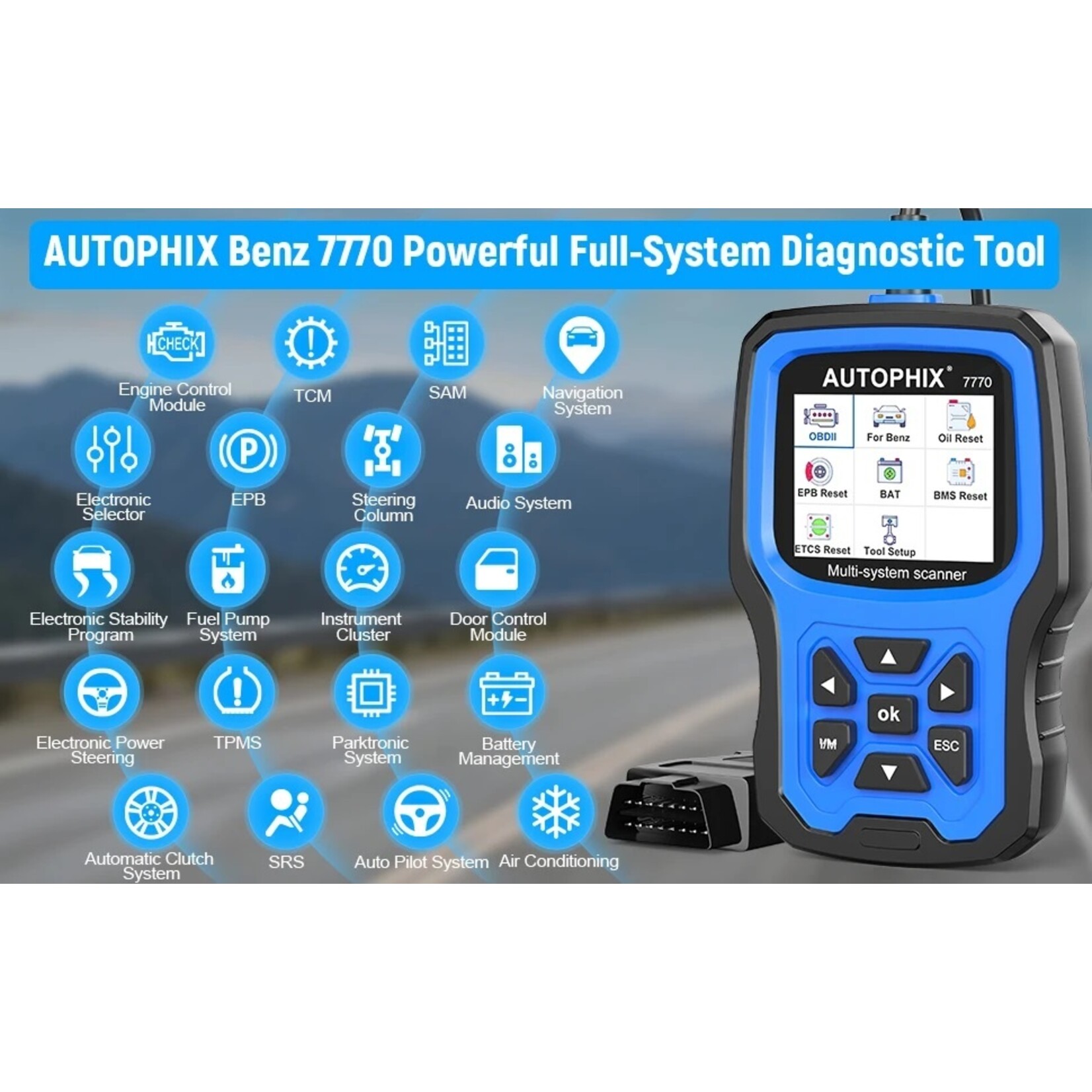 Autophix Autophix 7770 – Professionele OBD2 Scantool voor Mercedes-Benz en Universele Voertuigen