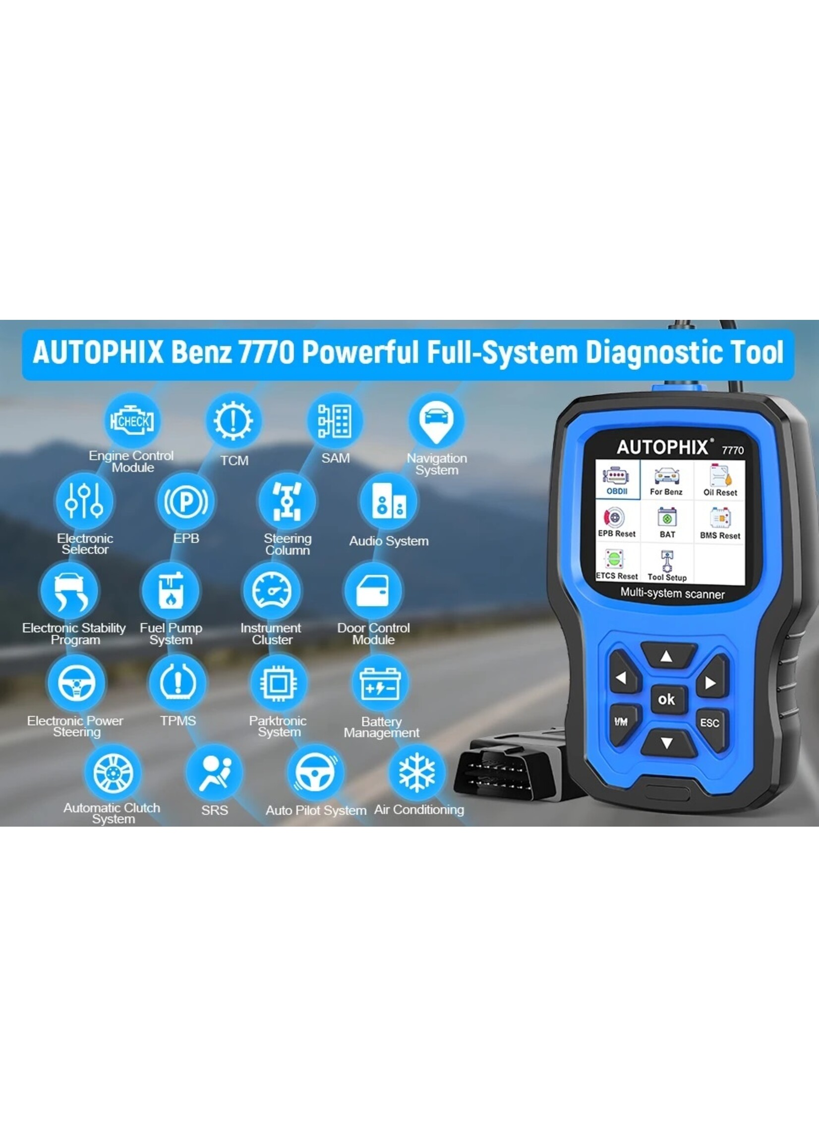 Autophix Autophix 7770 – Professionele OBD2 Scantool voor Mercedes-Benz en Universele Voertuigen