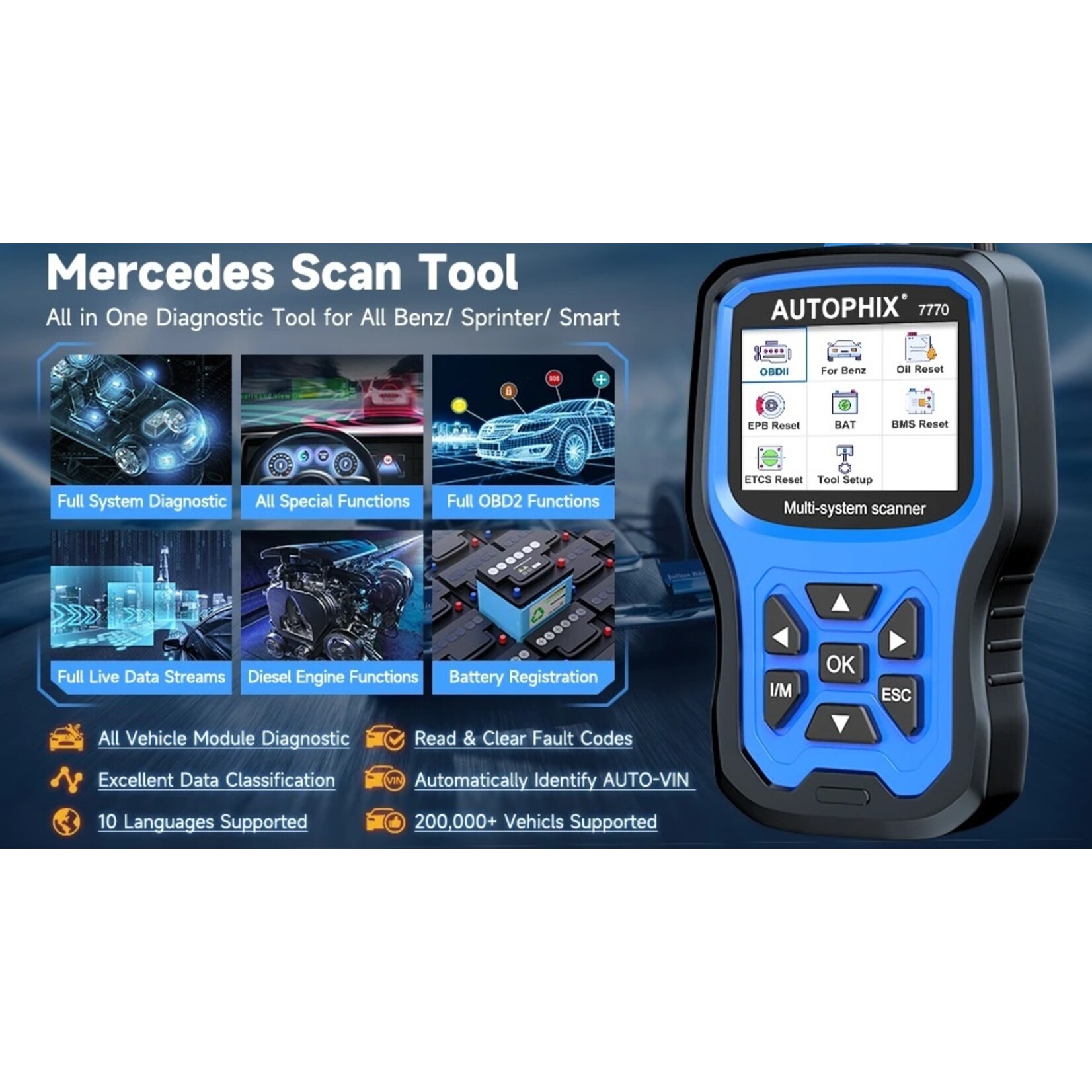 Autophix AUTOPHIX 7770 OBD2 Scanner Volledige Systemen voor Mercedes Benz