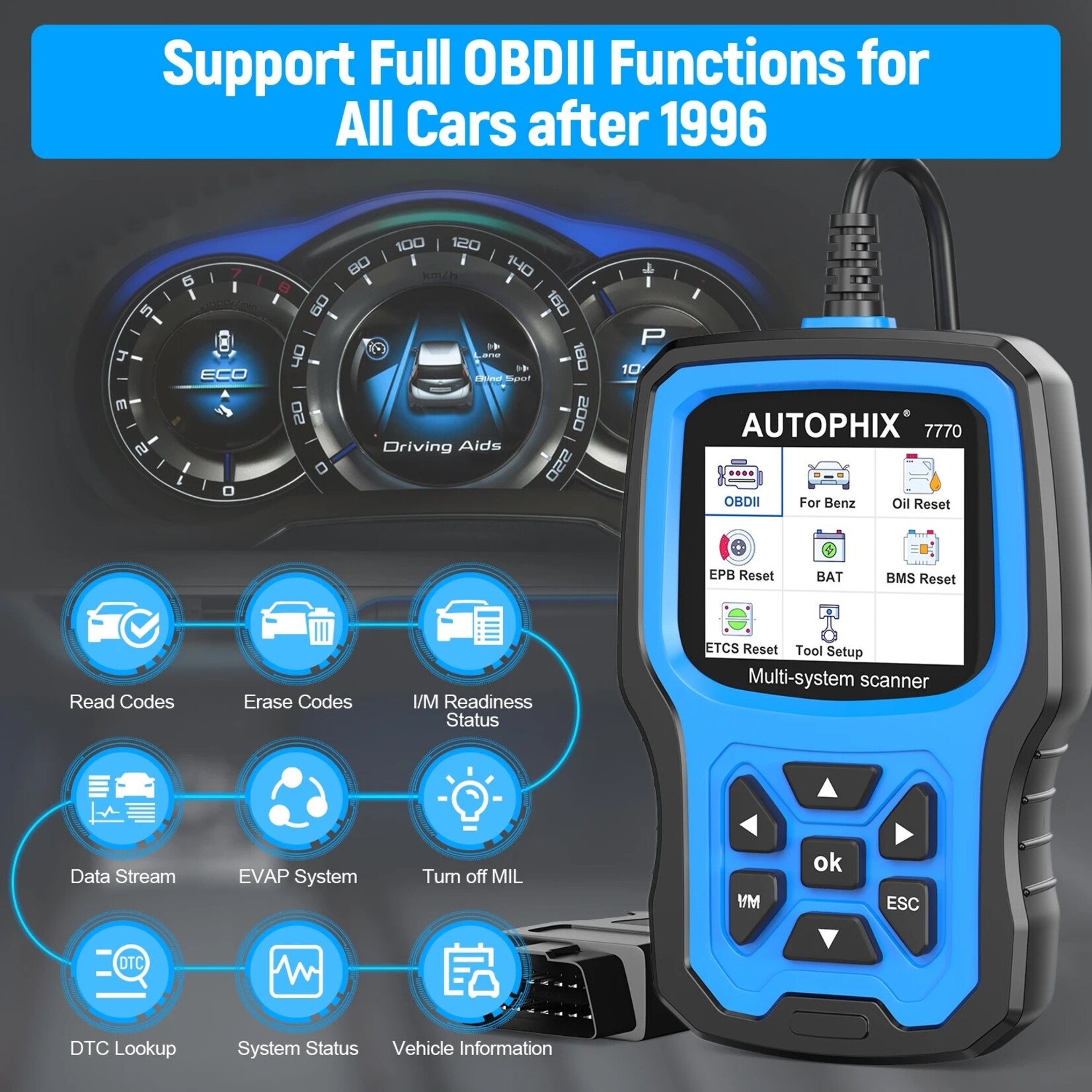 Autophix Autophix 7770 – Professionele OBD2 Scantool voor Mercedes-Benz en Universele Voertuigen