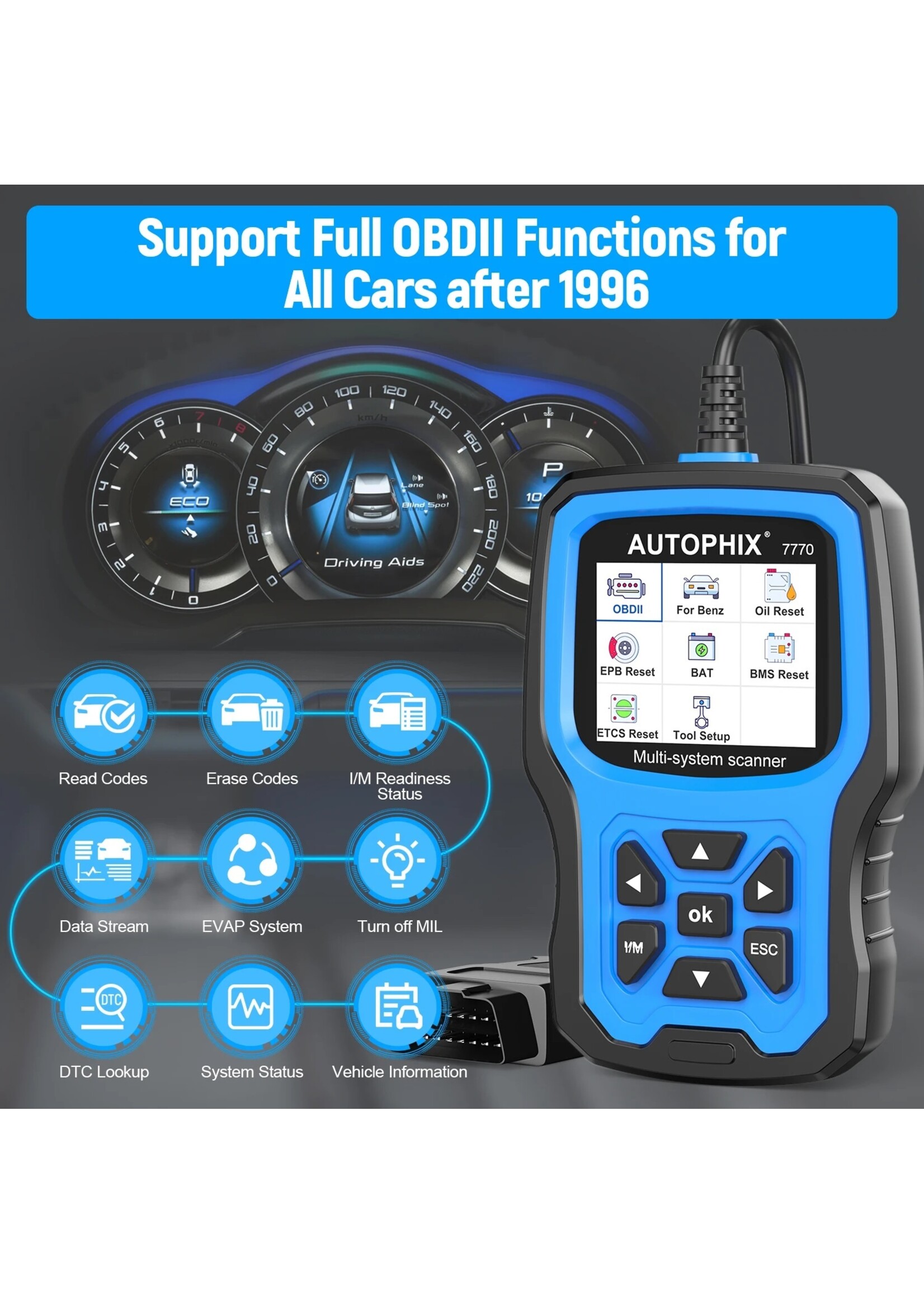 Autophix Autophix 7770 – Professionele OBD2 Scantool voor Mercedes-Benz en Universele Voertuigen