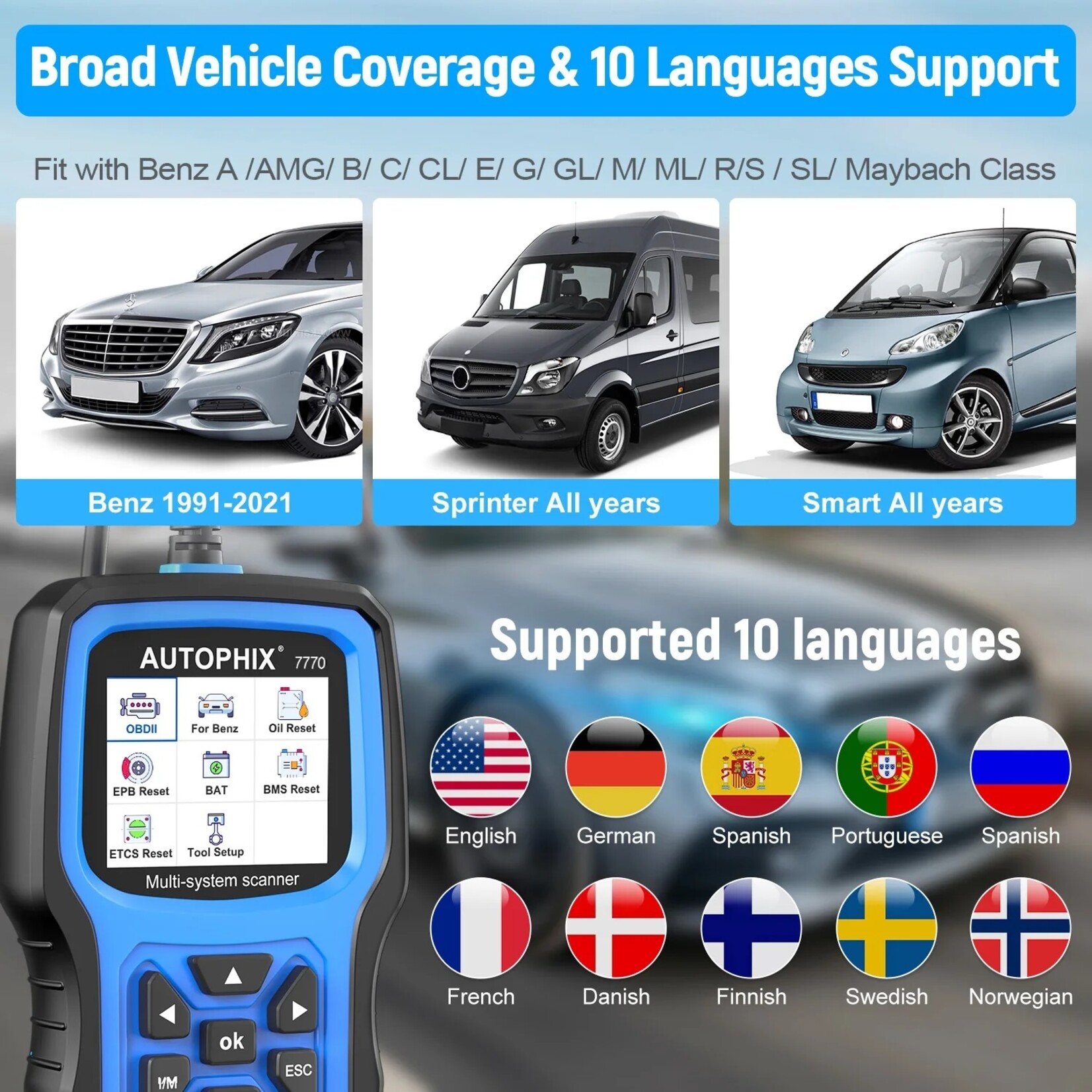 Autophix AUTOPHIX 7770 OBD2 Scanner Volledige Systemen voor Mercedes Benz