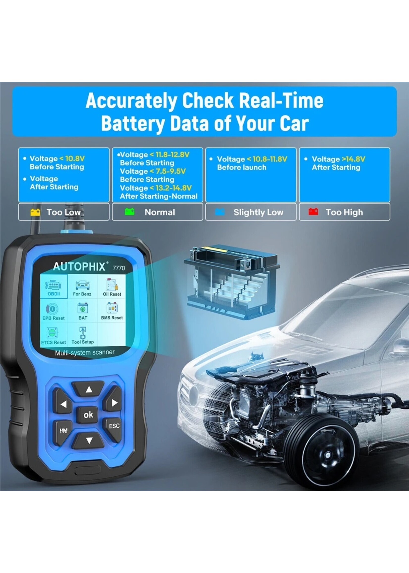 Autophix Autophix 7770 – Professionele OBD2 Scantool voor Mercedes-Benz en Universele Voertuigen