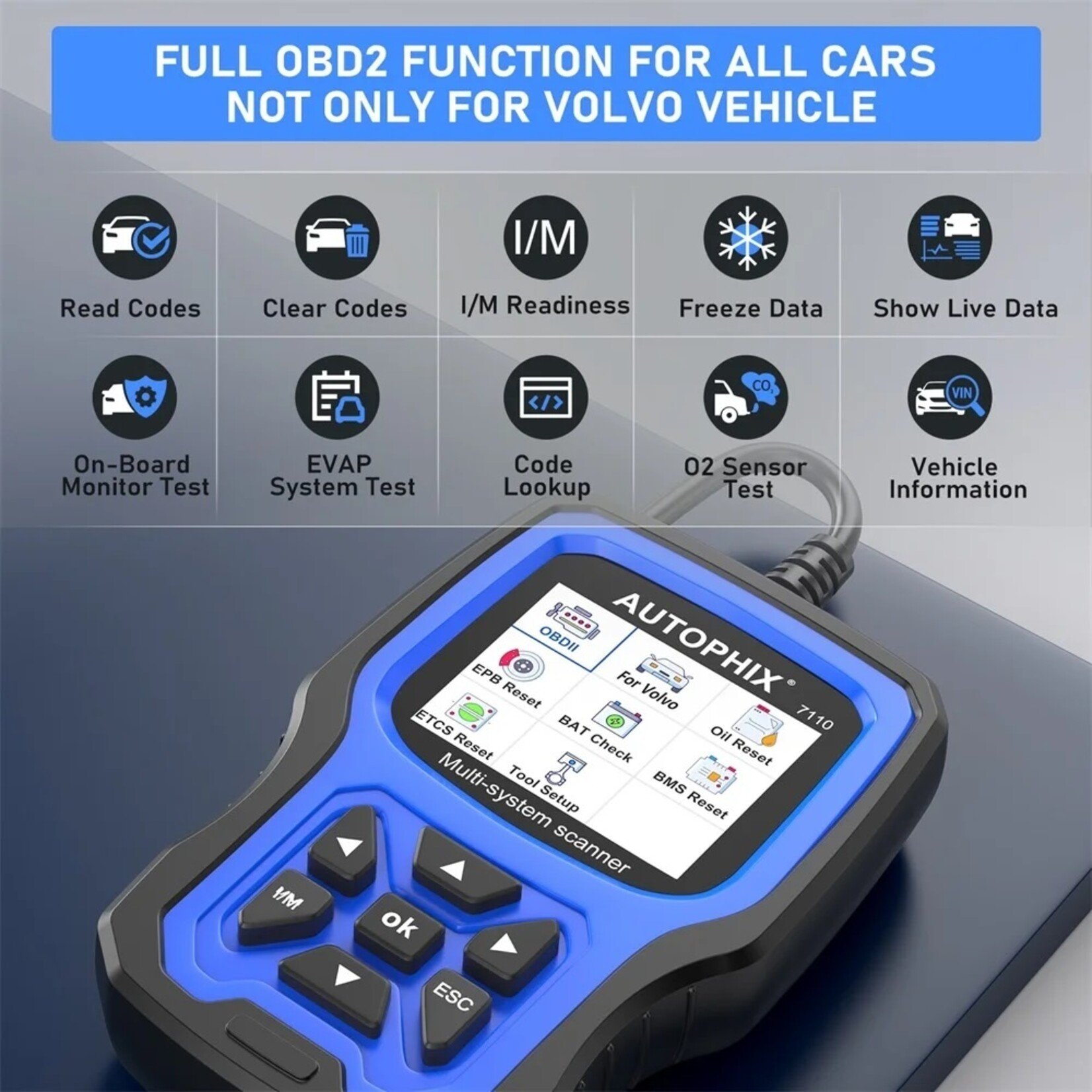Autophix Autophix 7110 – Professionele Diagnosetool voor Volvo en Universele OBD2-Voertuigen