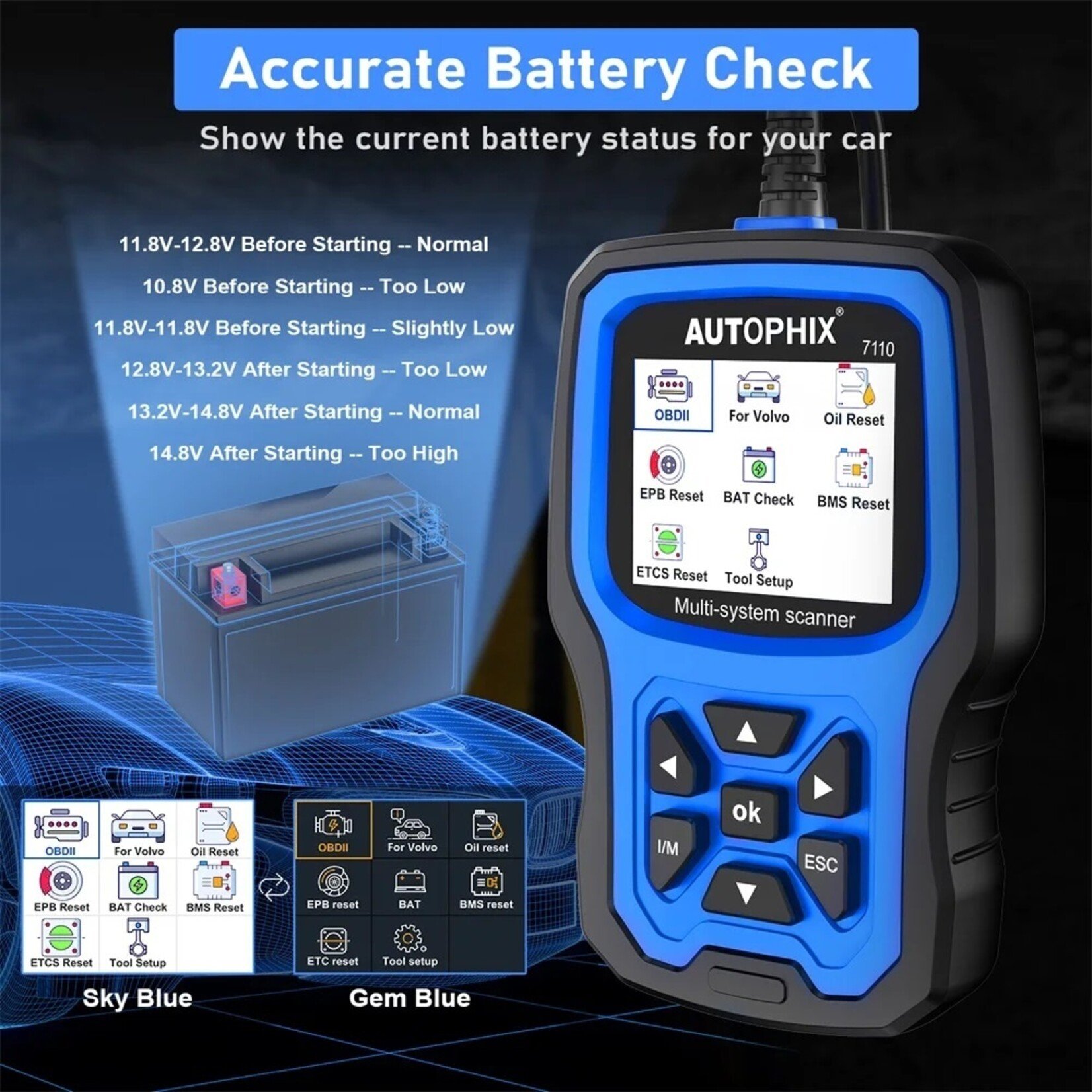 Autophix Autophix 7110 – Professionele Diagnosetool voor Volvo en Universele OBD2-Voertuigen