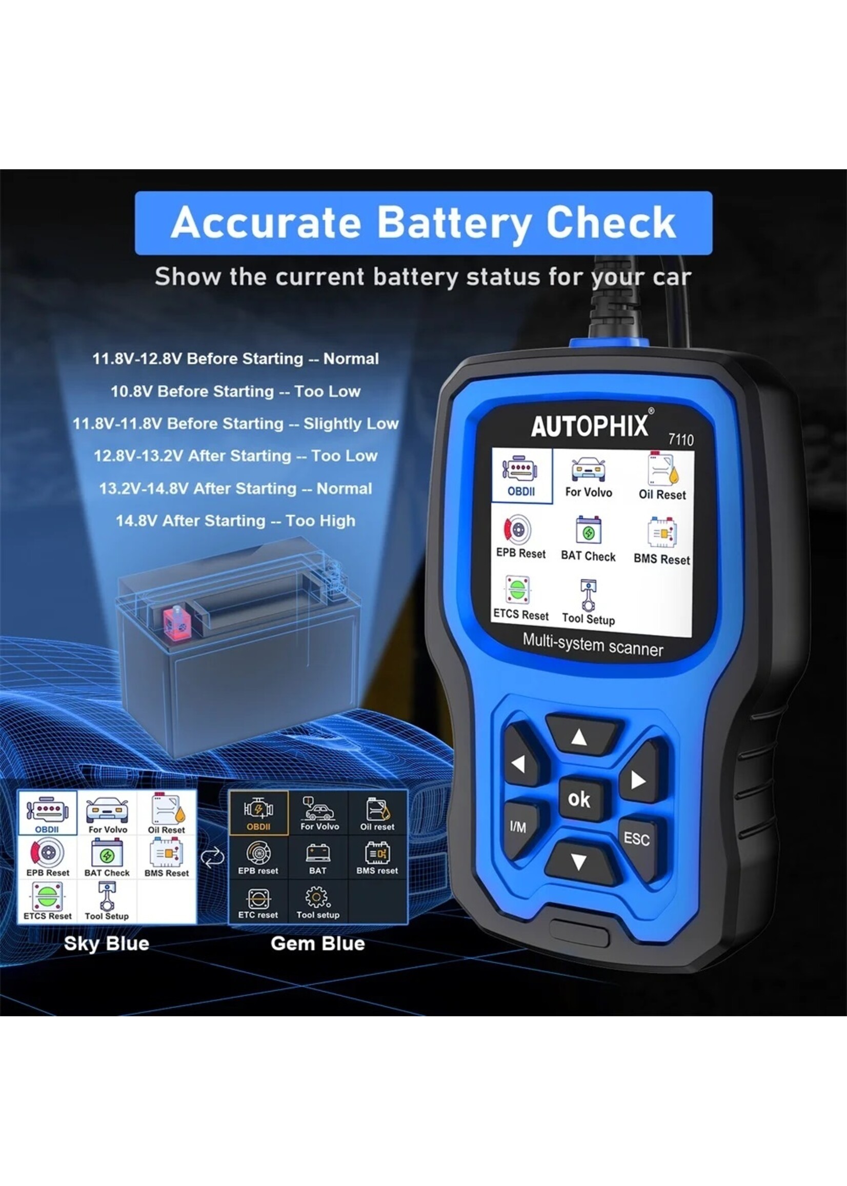 Autophix Autophix 7110 – Professionele Diagnosetool voor Volvo en Universele OBD2-Voertuigen