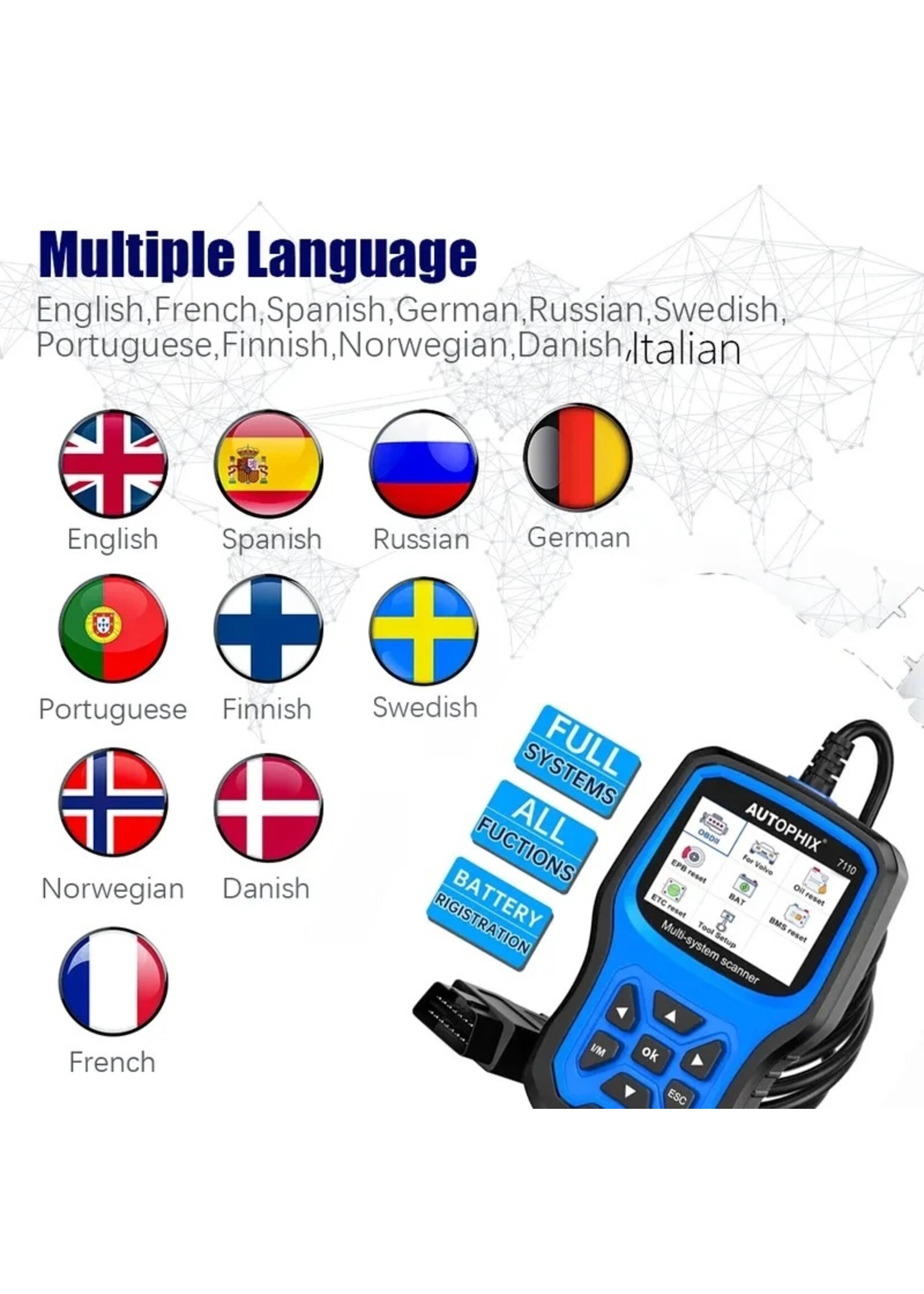 Autophix Autophix 7110 – Professionele Diagnosetool voor Volvo en Universele OBD2-Voertuigen