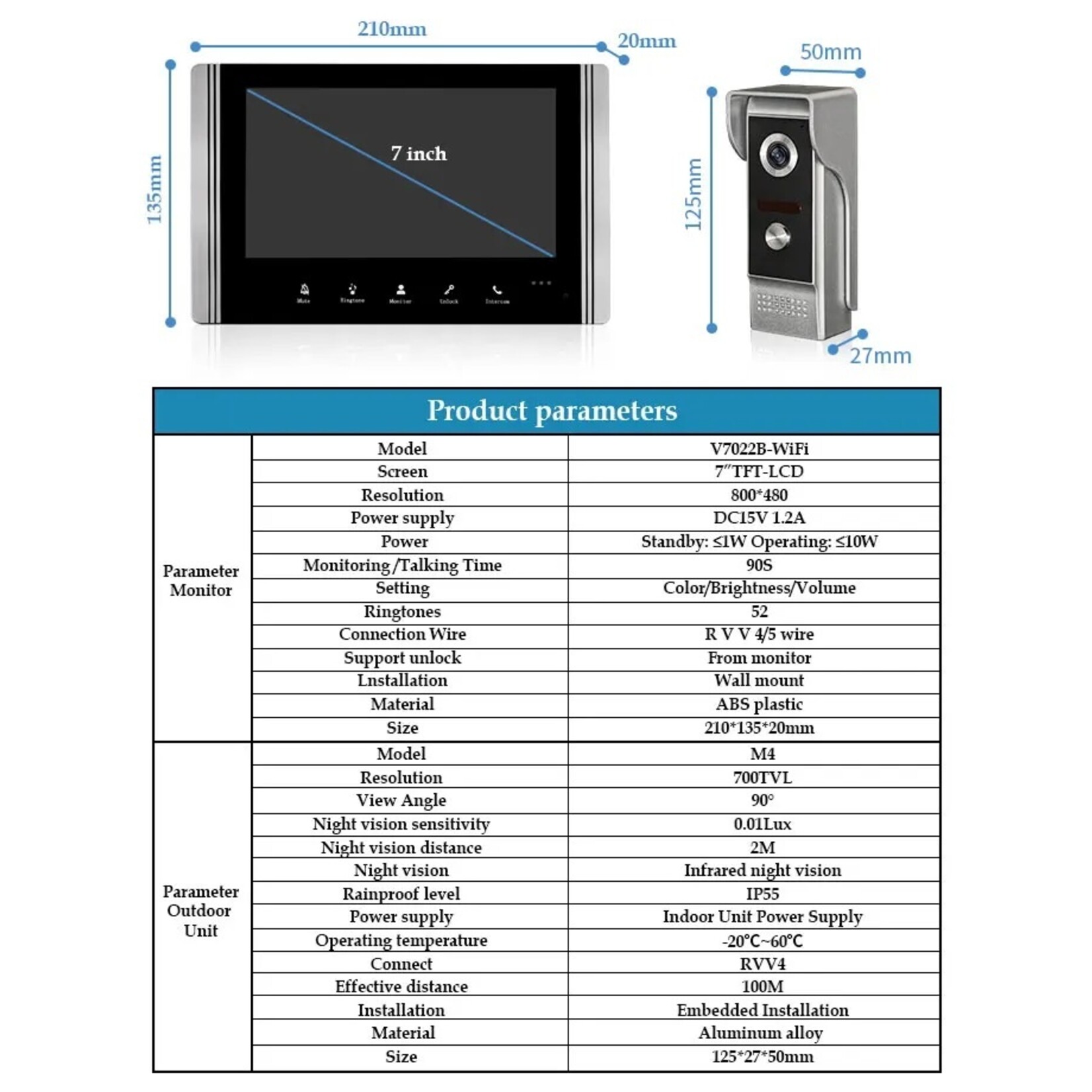 WiFi-video-intercom voor huisbeveiligingssysteem