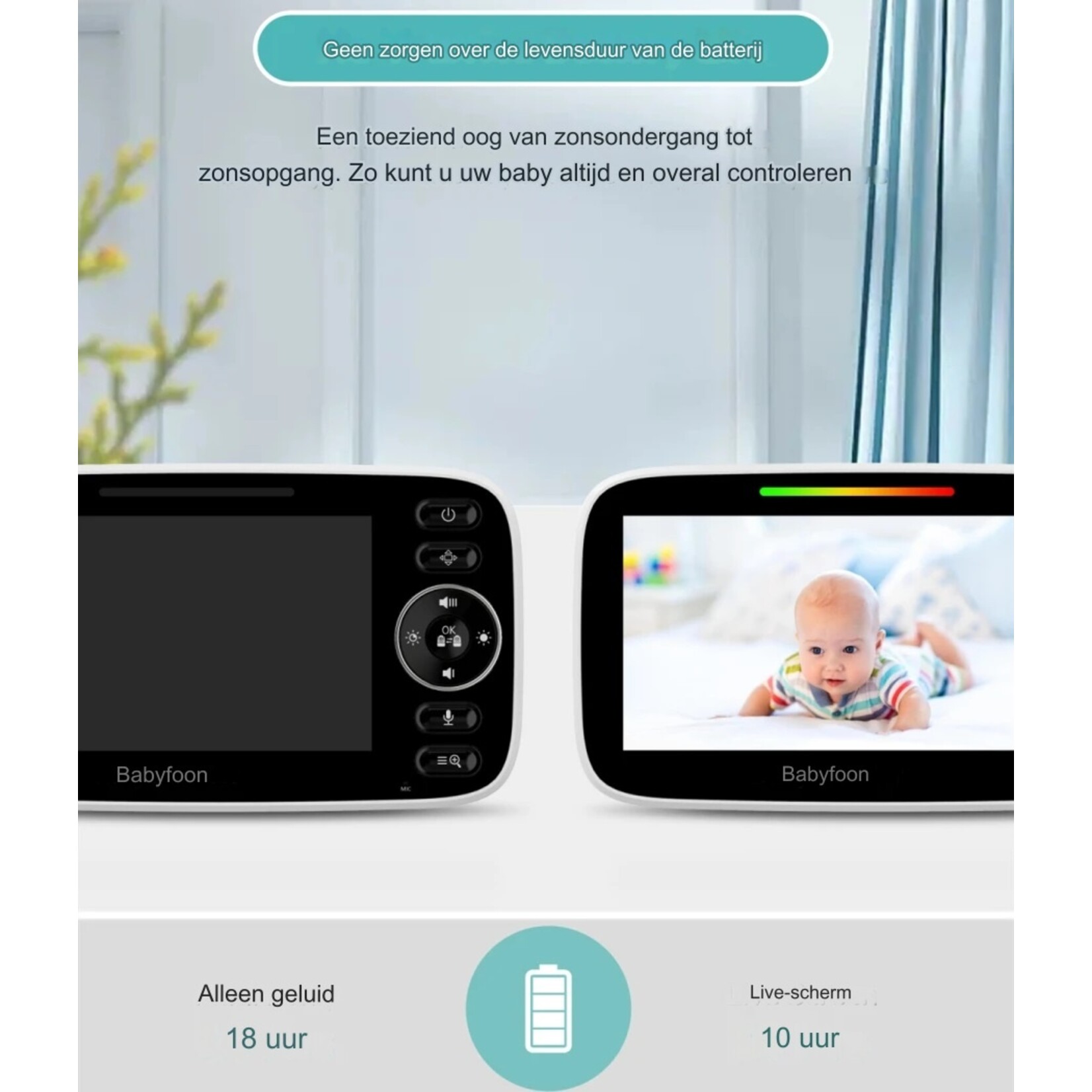 Babyfoon 4,3'' scherm Tweeweg audio-talk video