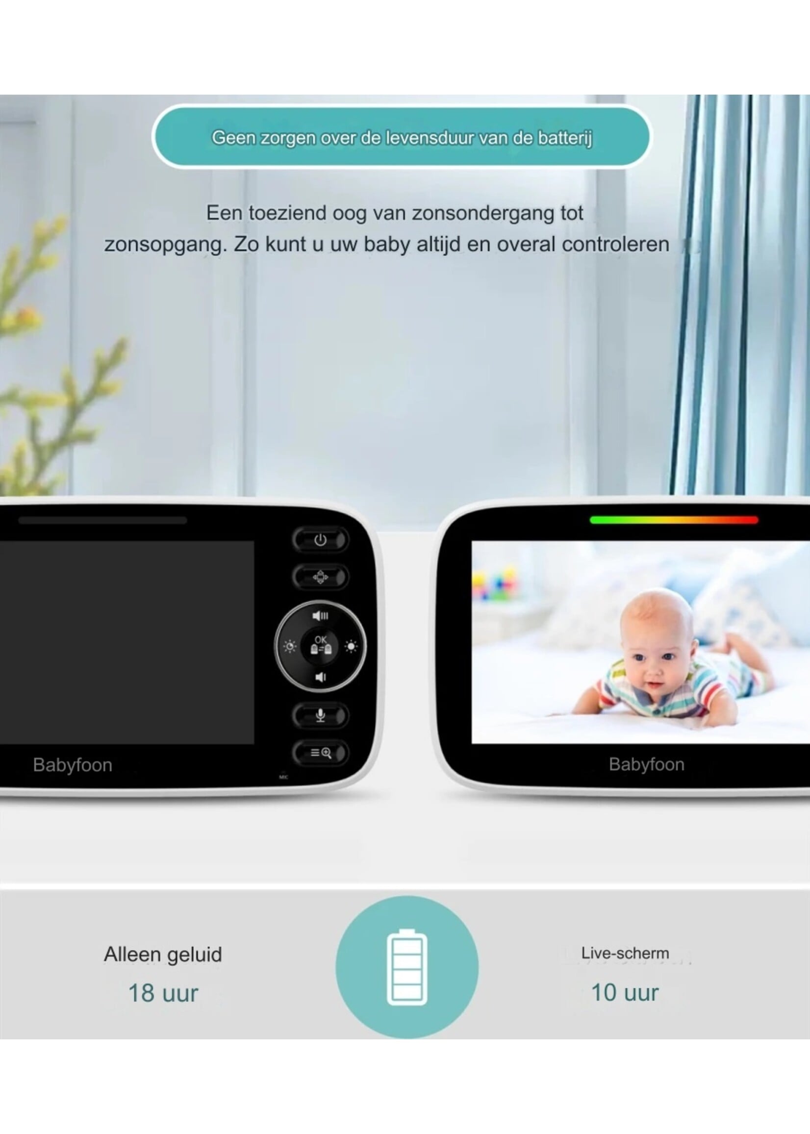 Babyfoon 4,3'' scherm Tweeweg audio-talk video