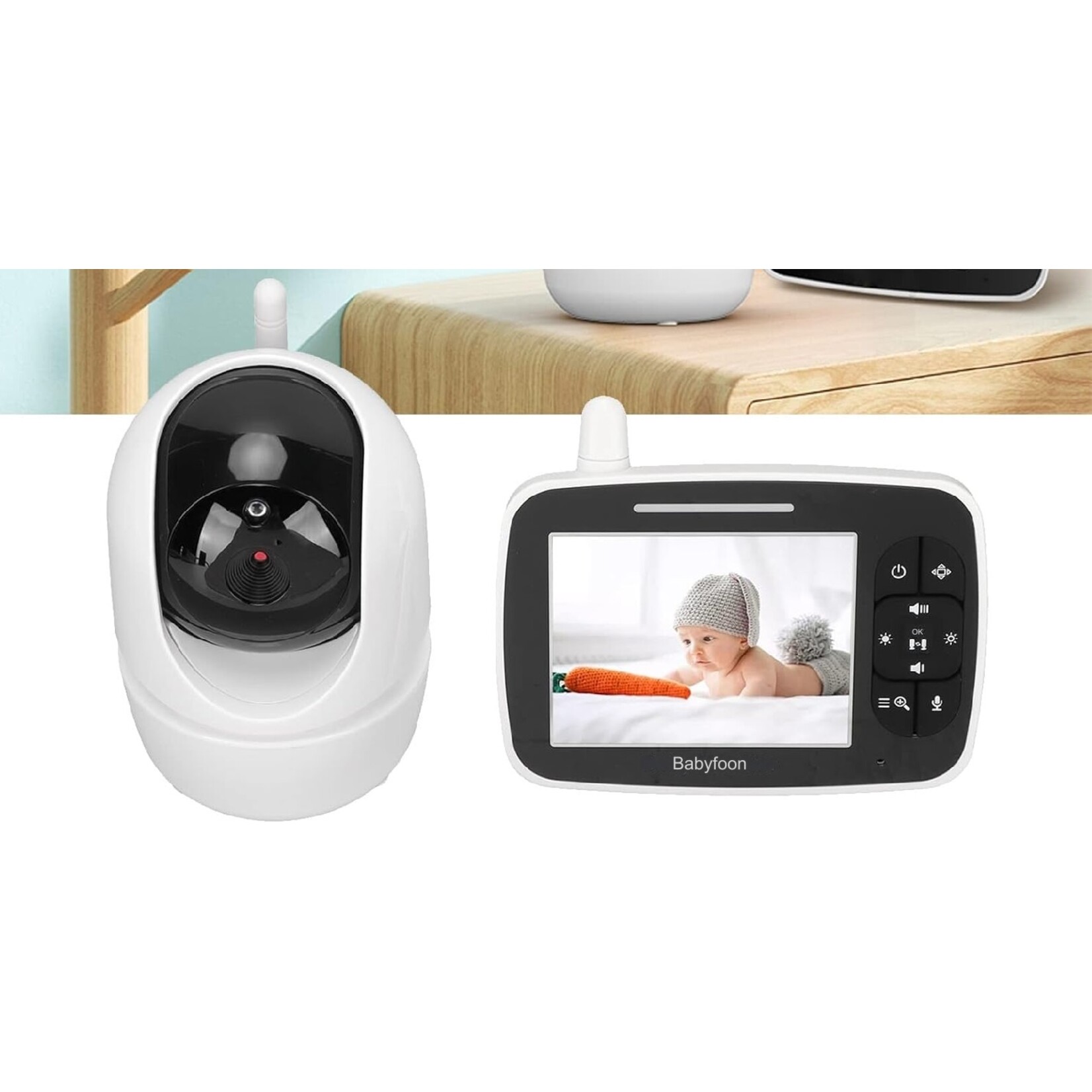 Babyfooncamera, 720P 3.2-inch Videobabyfoon met 2-weg Audio & Infrarood Nachtzicht & Temperatuurbewaking