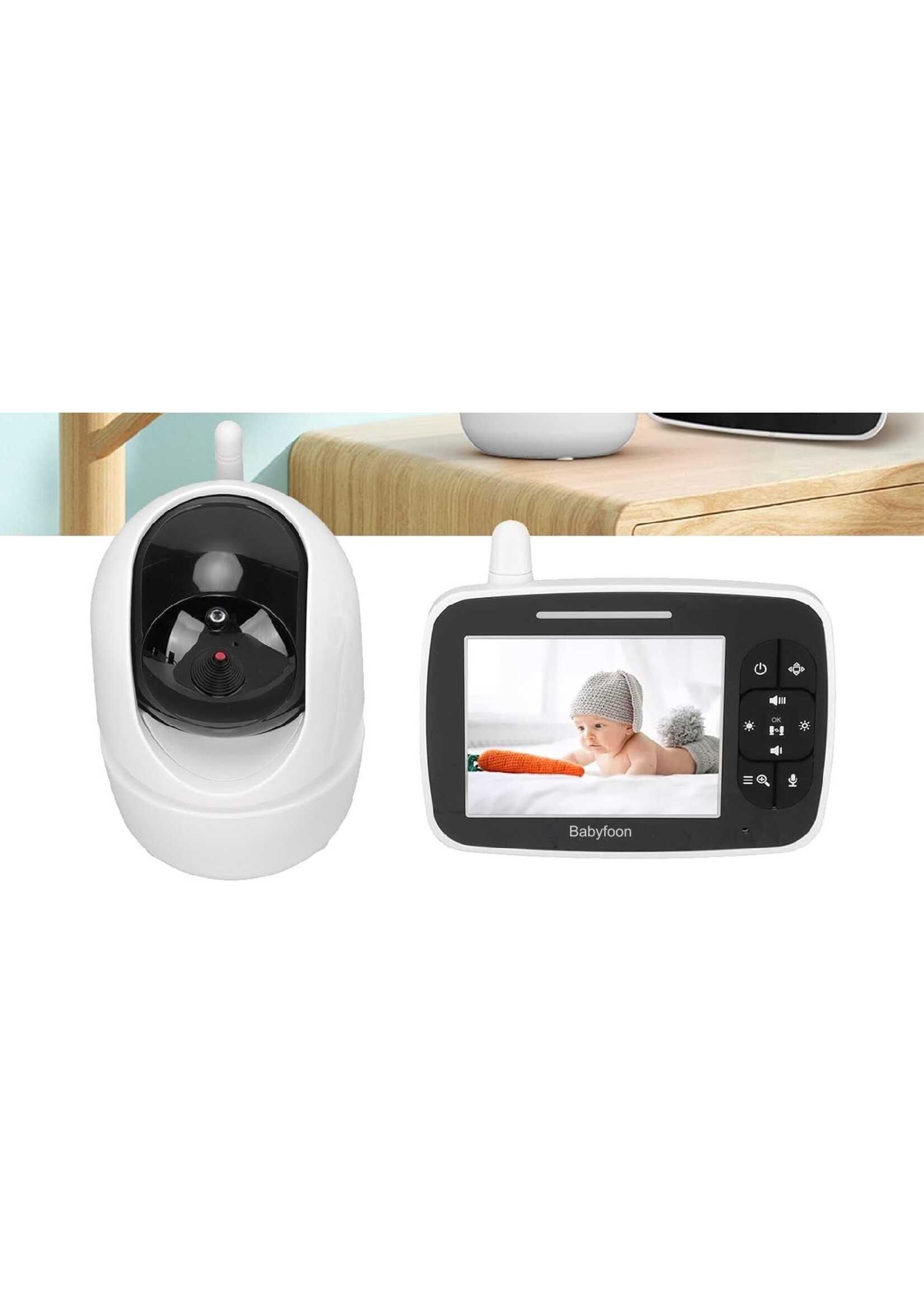 Babyfooncamera, 720P 3.2-inch Videobabyfoon met 2-weg Audio & Infrarood Nachtzicht & Temperatuurbewaking