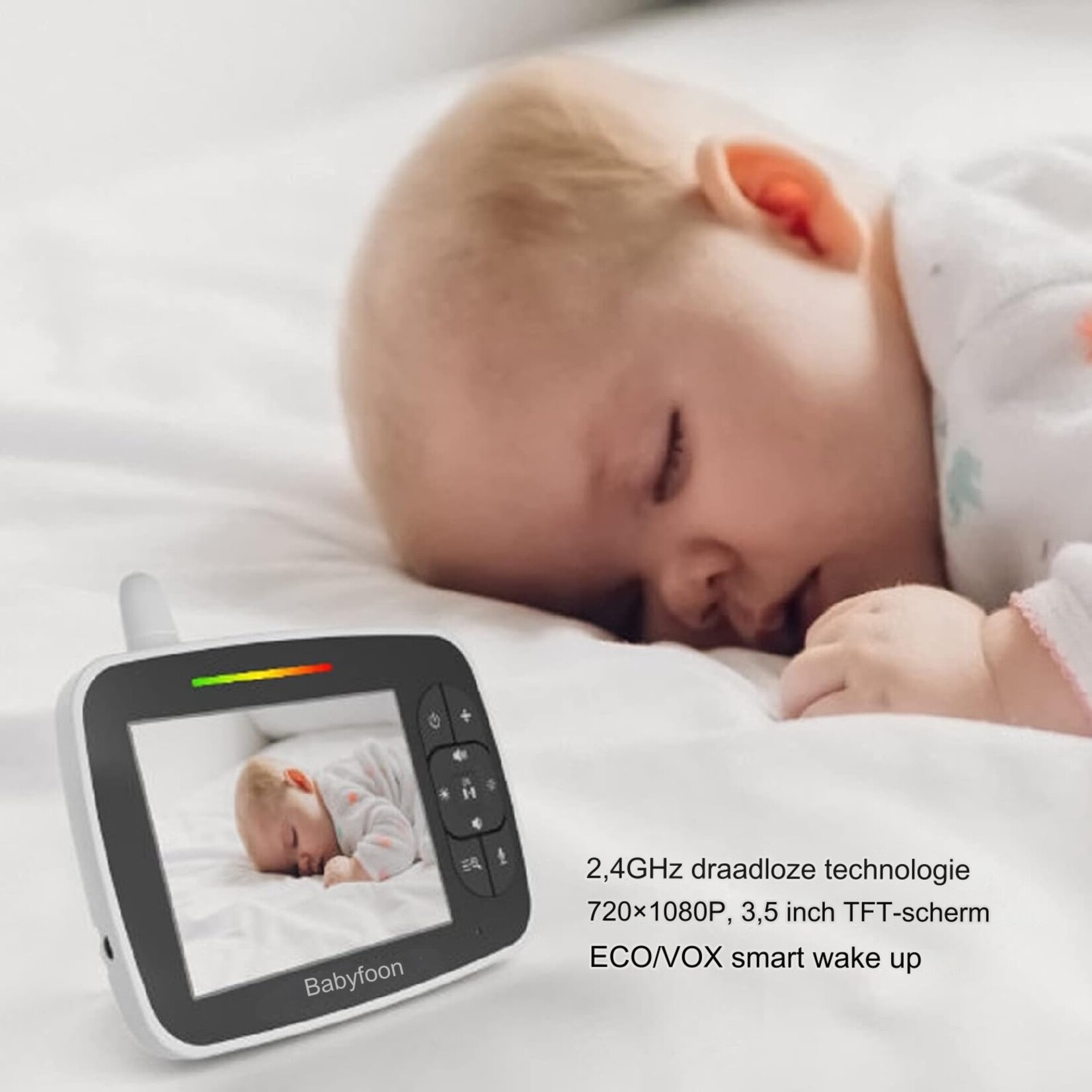 Babyfooncamera, 720P 3.2-inch Videobabyfoon met 2-weg Audio & Infrarood Nachtzicht & Temperatuurbewaking