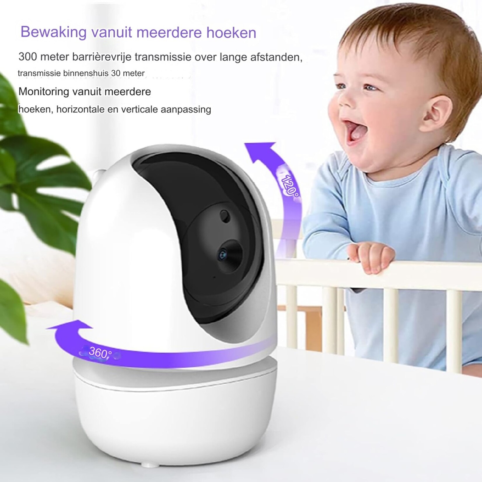 Babyfooncamera, 720P 3.2-inch Videobabyfoon met 2-weg Audio & Infrarood Nachtzicht & Temperatuurbewaking