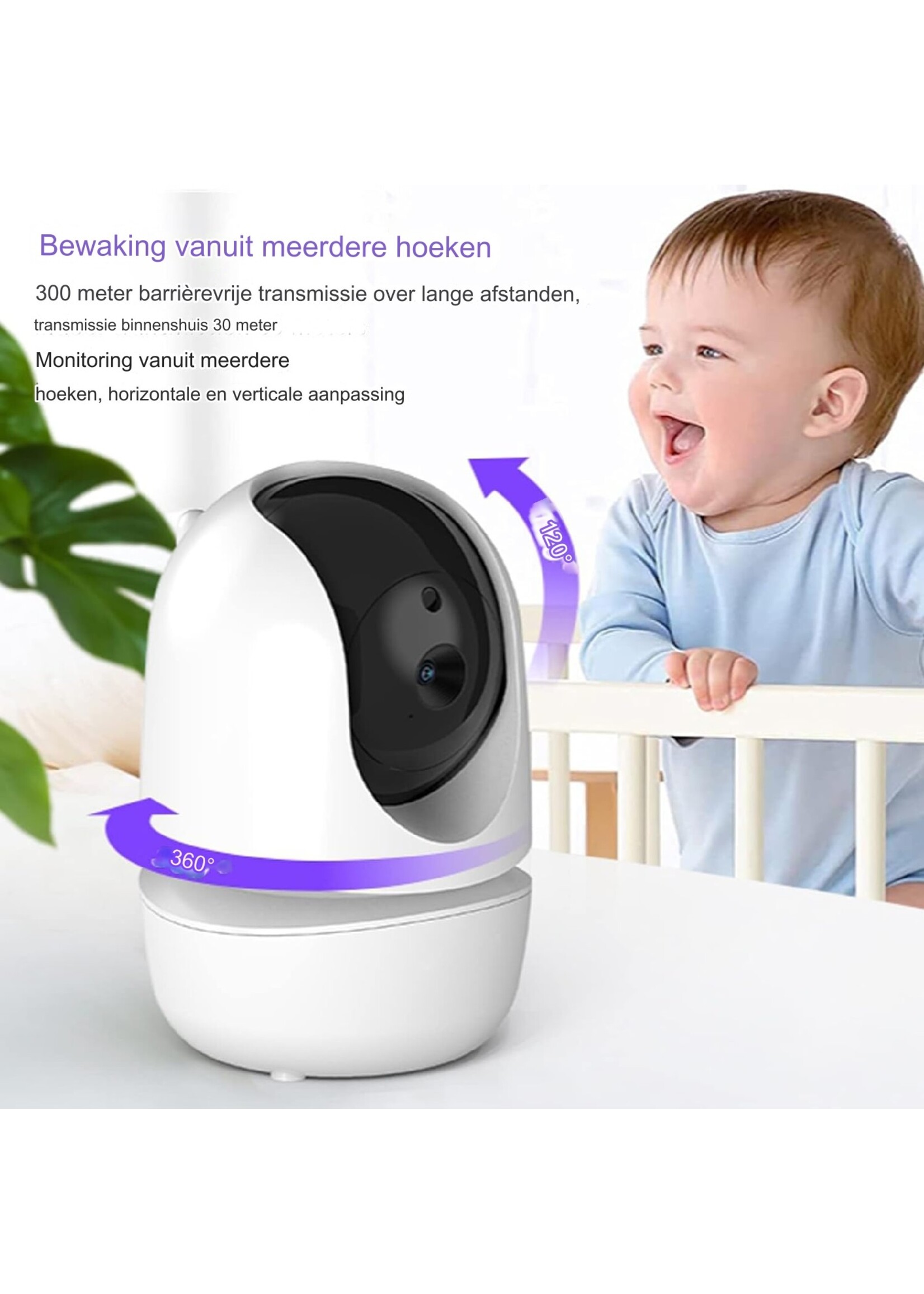 Babyfooncamera, 720P 3.2-inch Videobabyfoon met 2-weg Audio & Infrarood Nachtzicht & Temperatuurbewaking