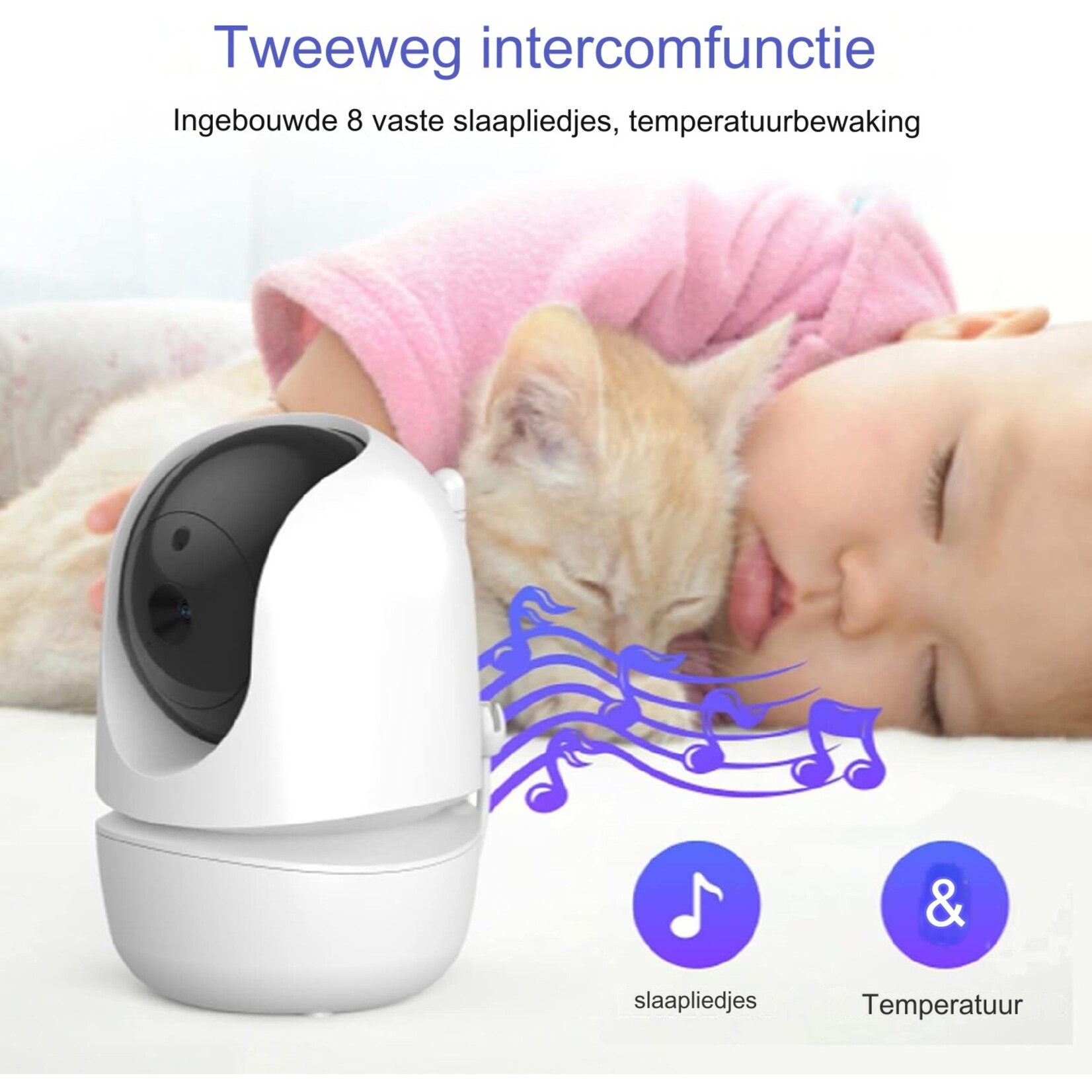 Babyfooncamera, 720P 3.2-inch Videobabyfoon met 2-weg Audio & Infrarood Nachtzicht & Temperatuurbewaking
