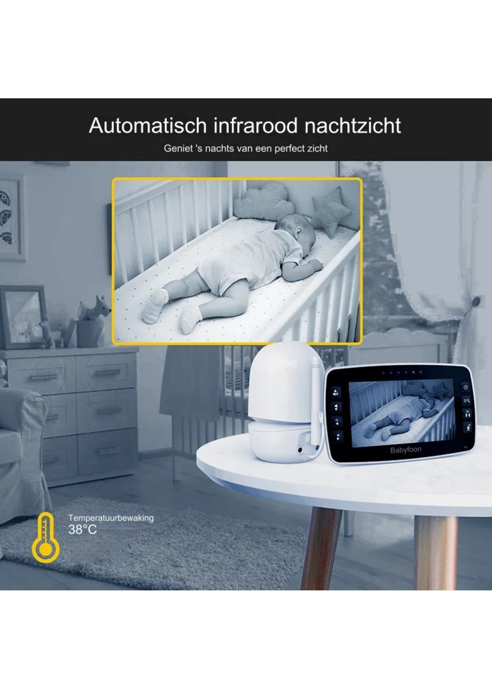 Babyfoon Bidirectionele audio Bewegingsdetectie Slimme video-babyfoon 4,3 inch