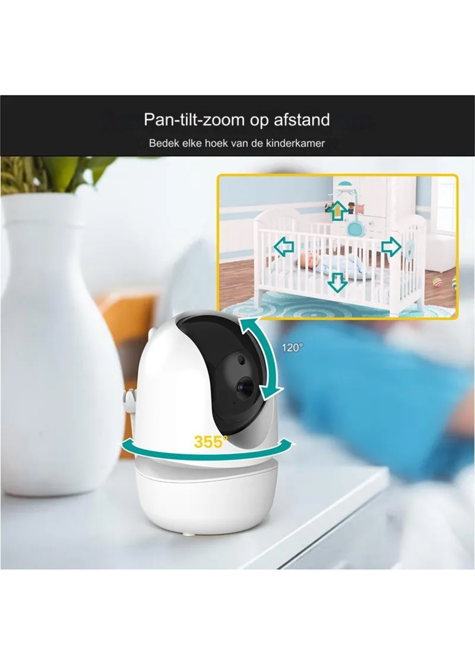 Babyfoon Bidirectionele audio Bewegingsdetectie Slimme video-babyfoon 4,3 inch