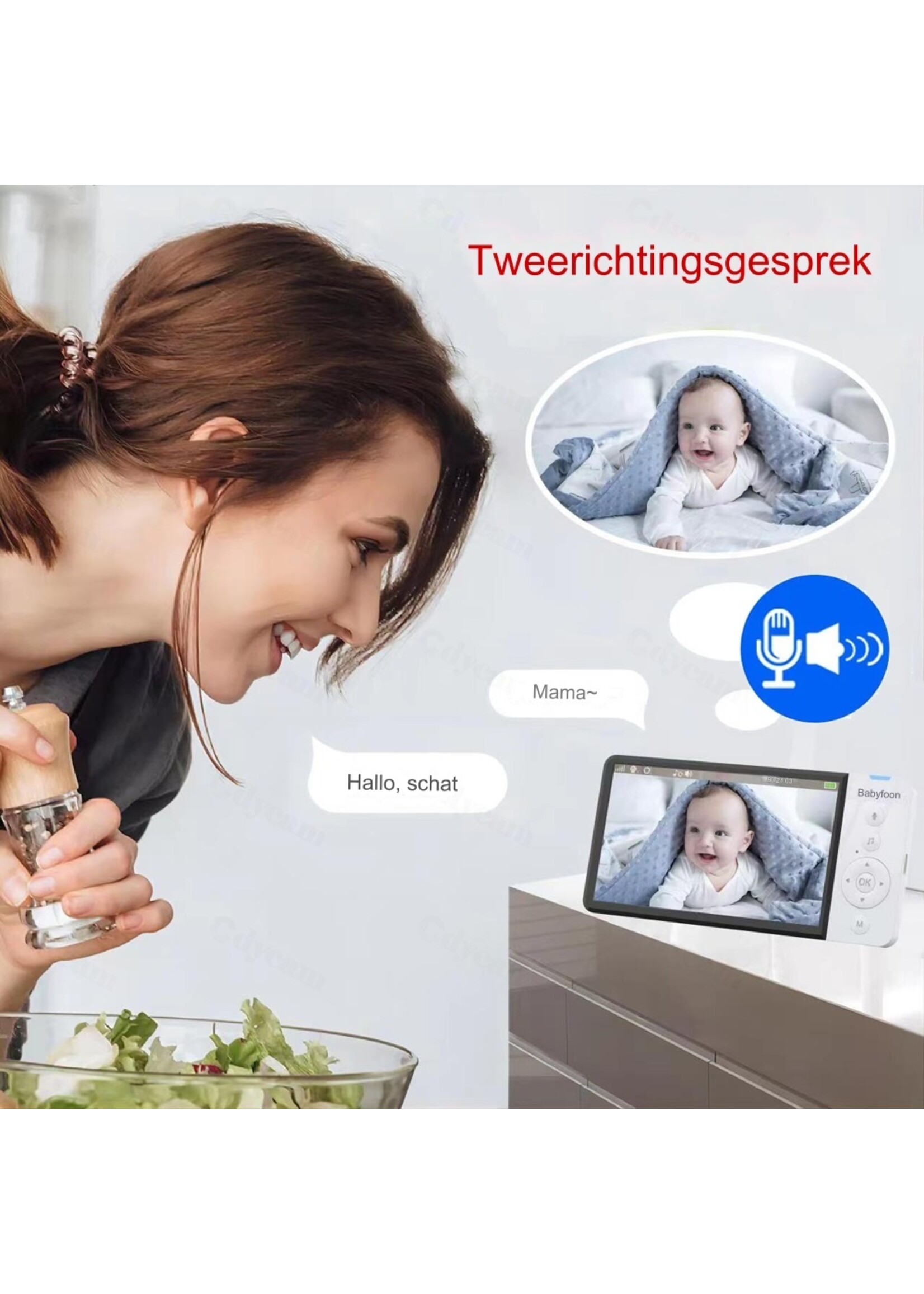 5-inch babyfoon HD draadloze kindermonitor smart home babyverzorgingscamera