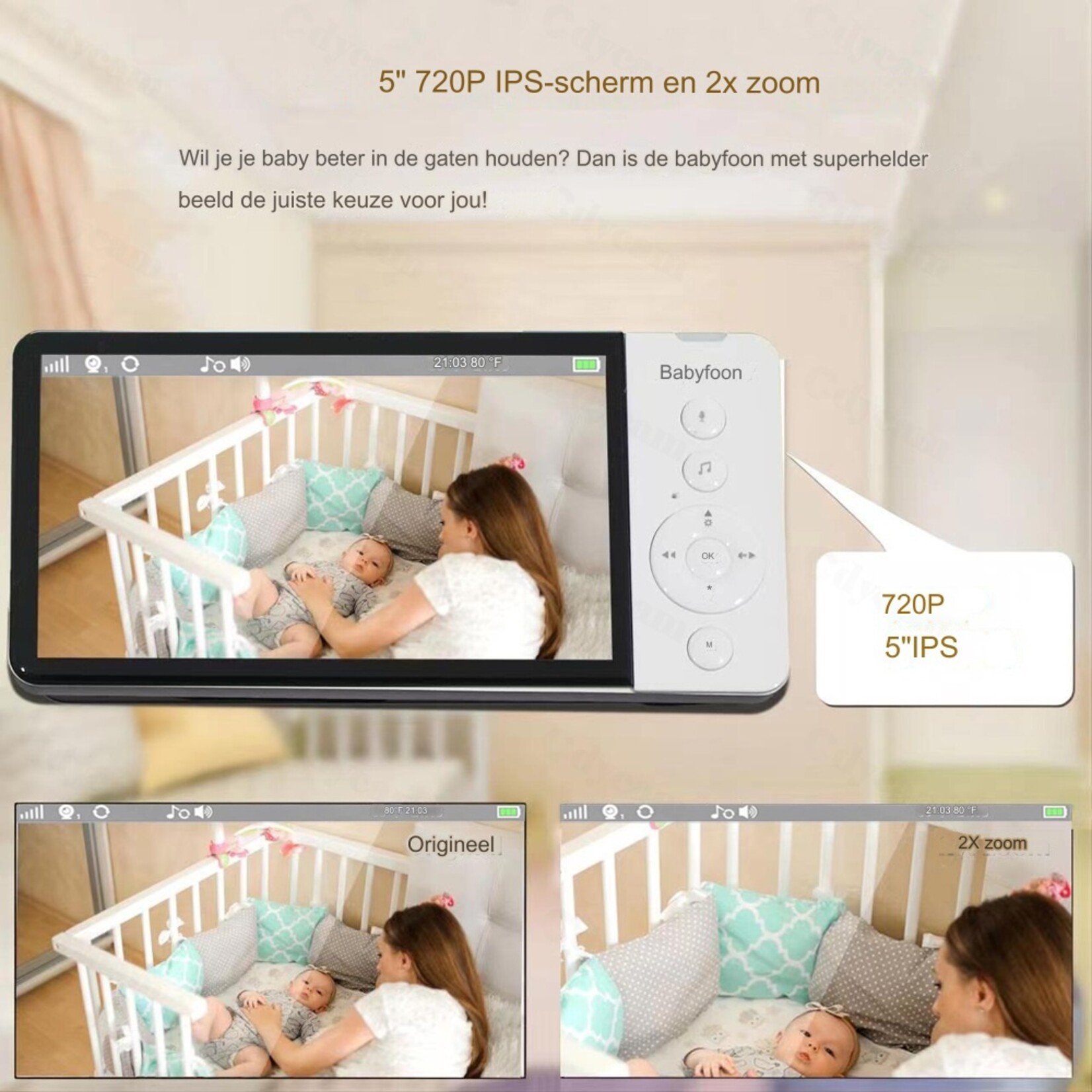 5-inch babyfoon HD draadloze kindermonitor smart home babyverzorgingscamera