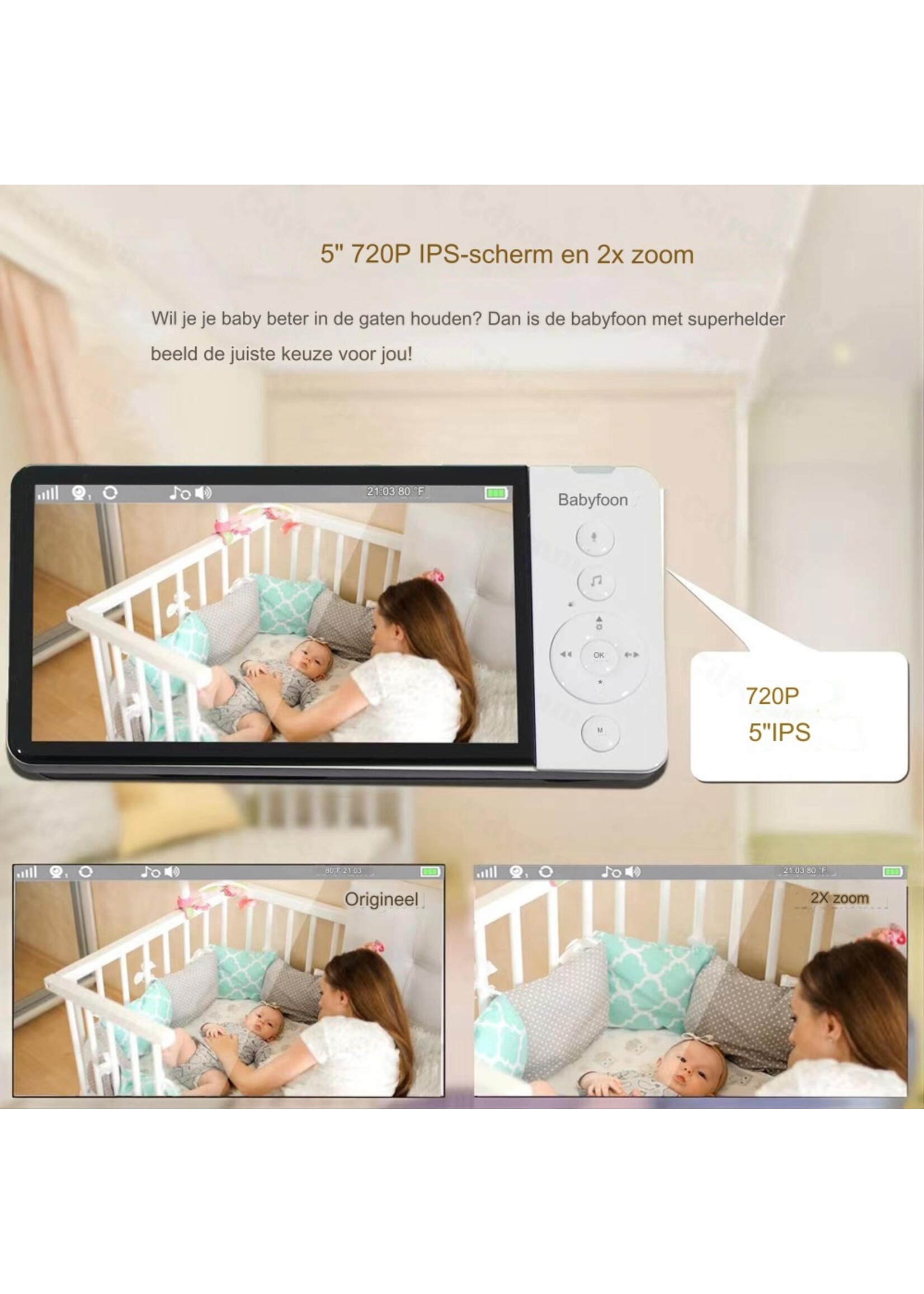 5-inch babyfoon HD draadloze kindermonitor smart home babyverzorgingscamera