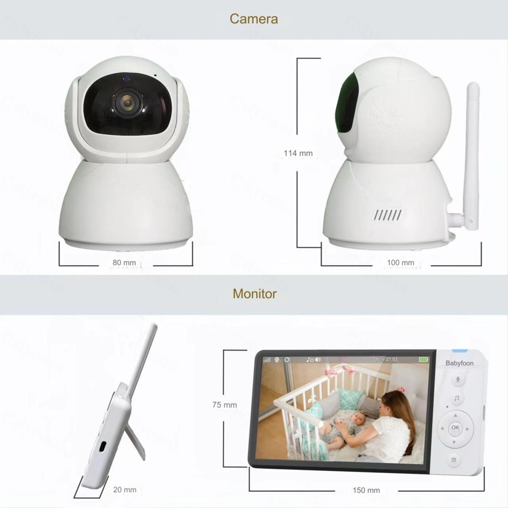 5-inch babyfoon HD draadloze kindermonitor smart home babyverzorgingscamera