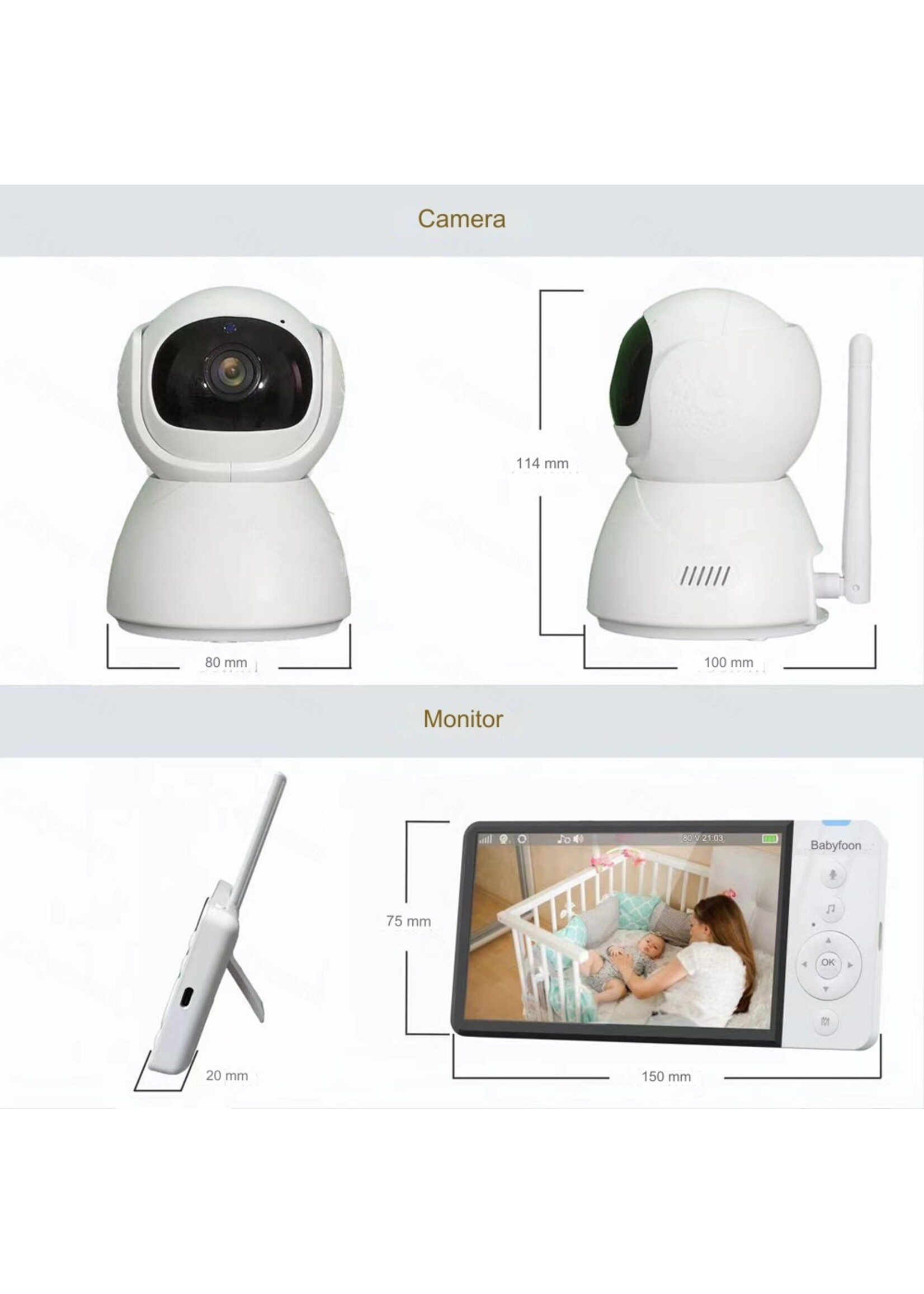 5-inch babyfoon HD draadloze kindermonitor smart home babyverzorgingscamera