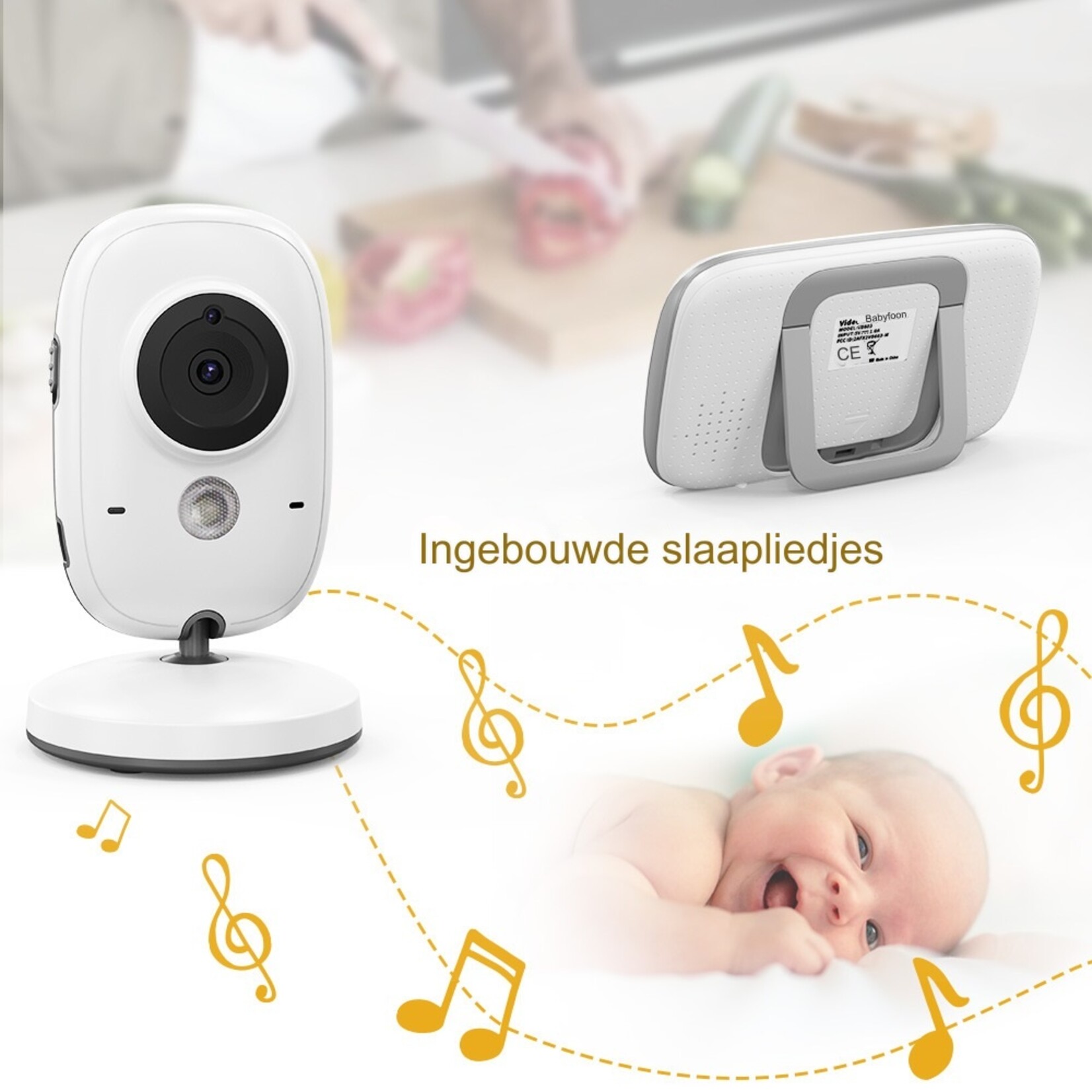 Video Babyfoon 2.4G Draadloos met 3,2 inch LCD 2 Weg Audio Talk