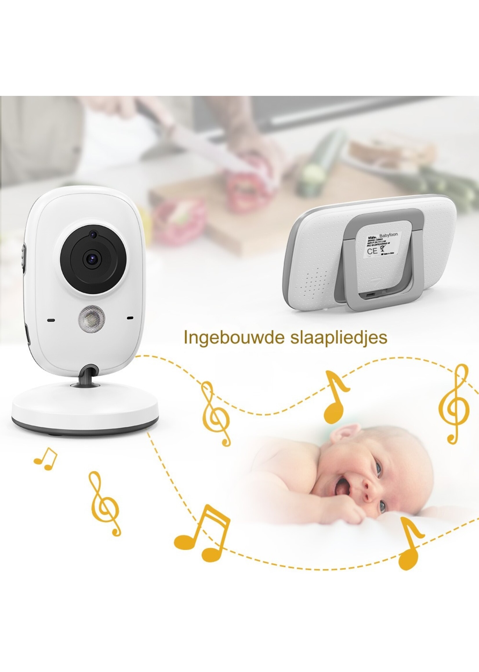Video Babyfoon 2.4G Draadloos met 3,2 inch LCD 2 Weg Audio Talk